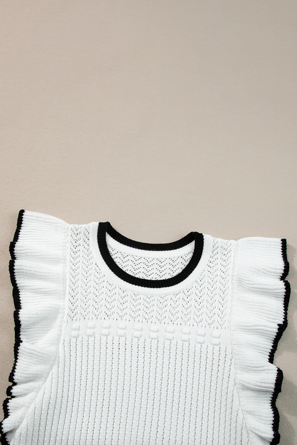 White Crochet Eyelet Flounce Tank Top - loveforevers