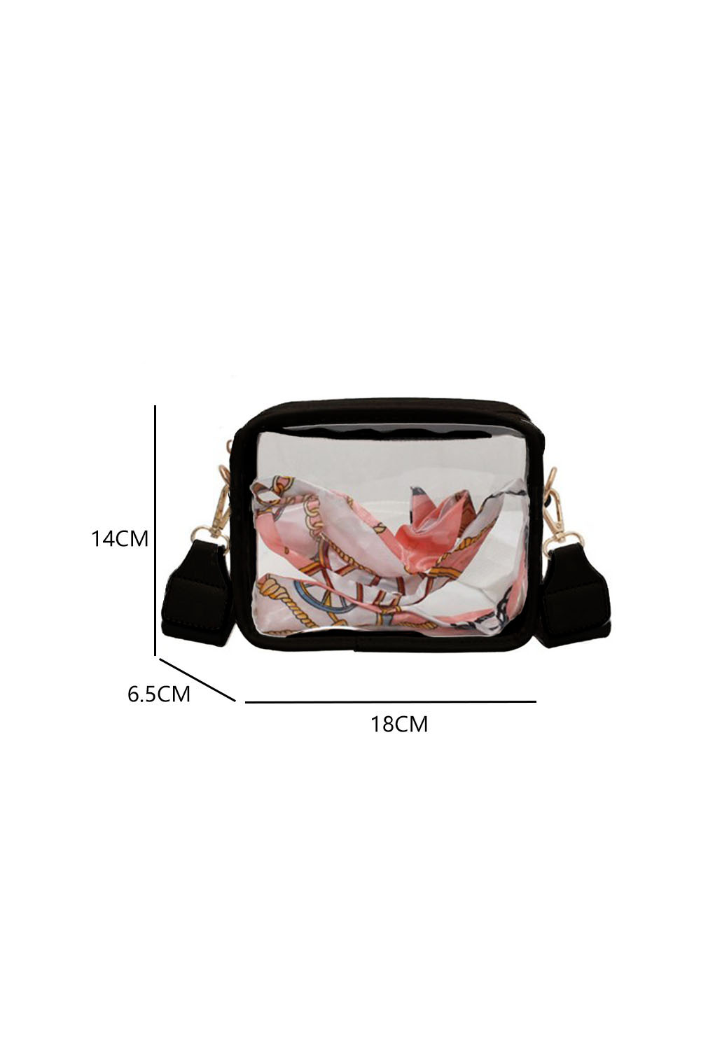 Black Clear PVC Leather Strap Crossbody Bag - loveforevers