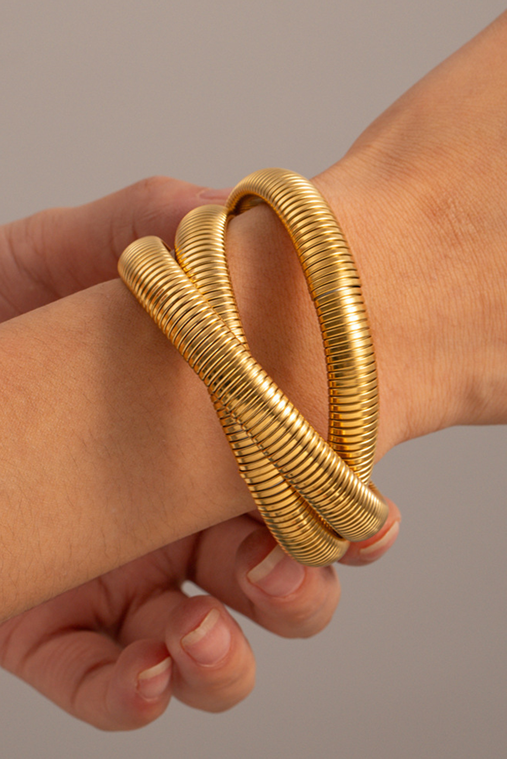 Gold 3 Layers Plated Chunky Alloy Bangle - loveforevers