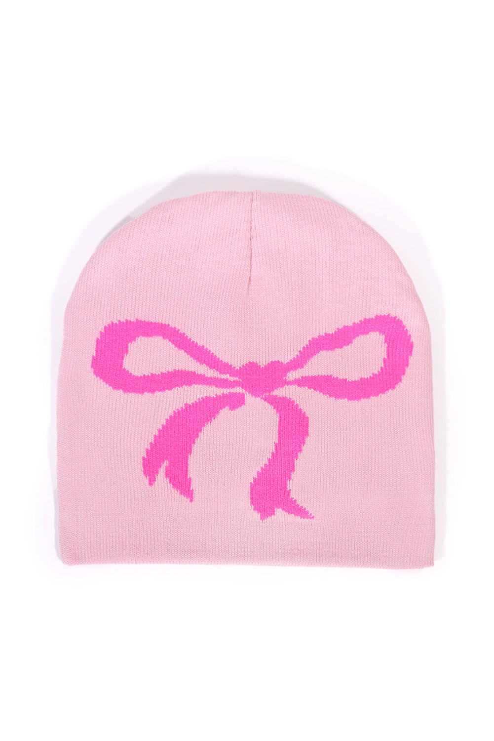 Pink Ribbon Bow Print Soft Knit Beanie - loveforevers