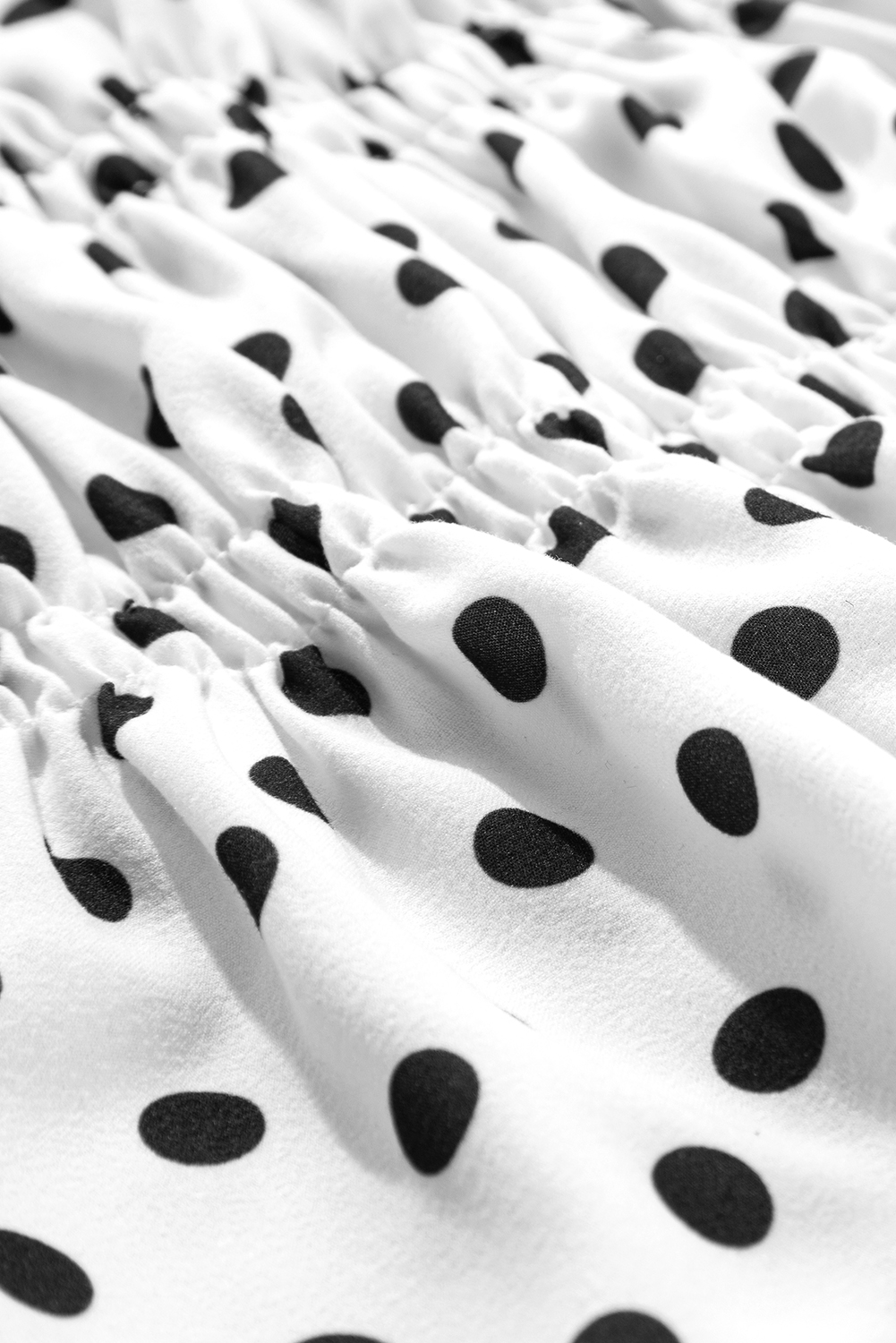 Black Polka Dot Puff Sleeve Bow Square Neck Peplum Top - loveforevers