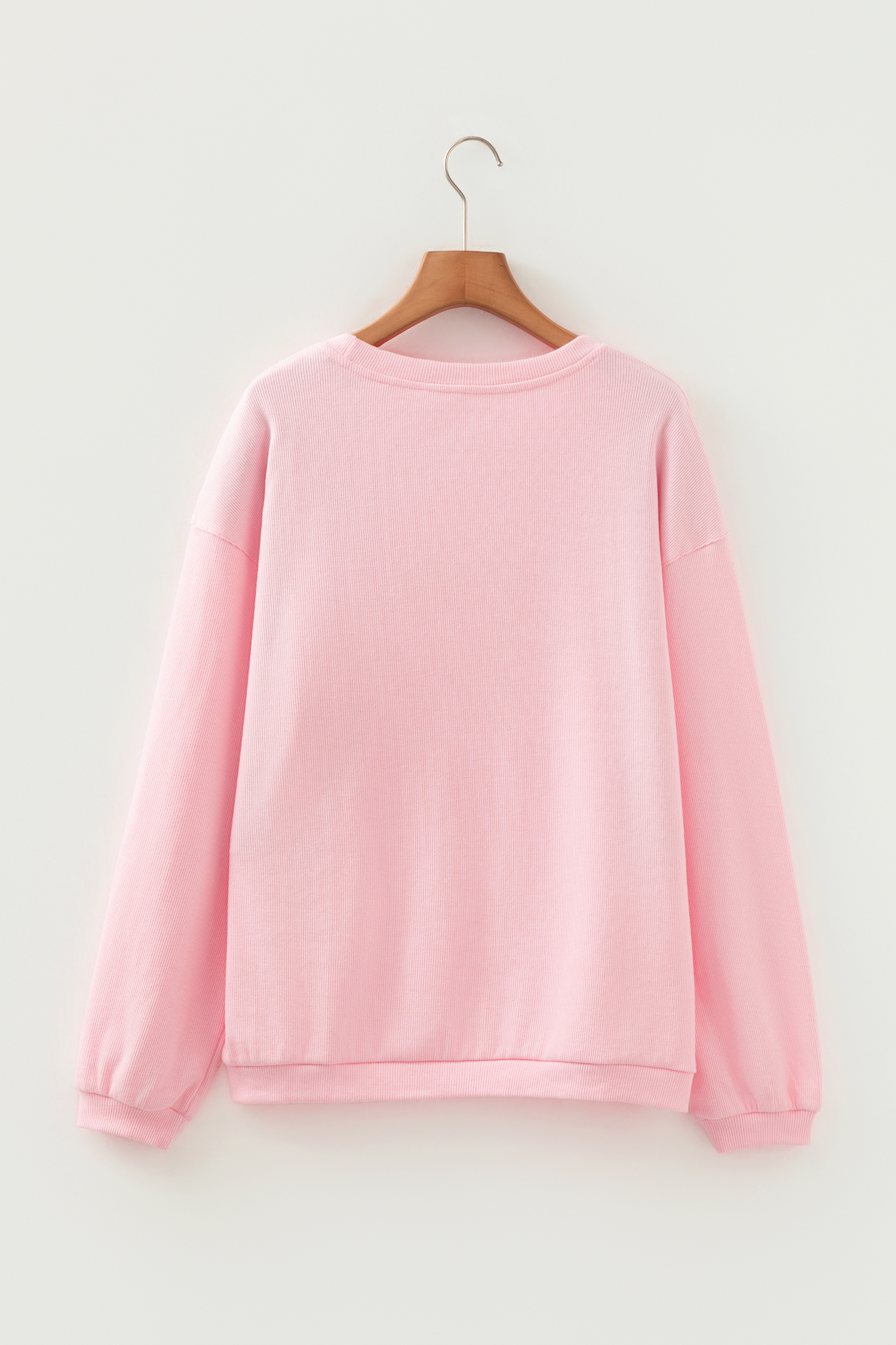 White 3d Ribbed XOXO Heart Embroidered Drop Shoulder Sweatshirt - loveforevers