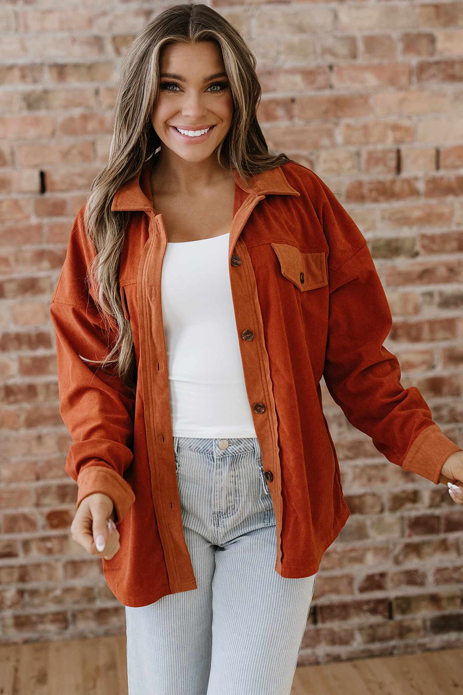 Gold Flame Velvet Flap Pockets Drop Shoulder Casual Shacket - loveforevers