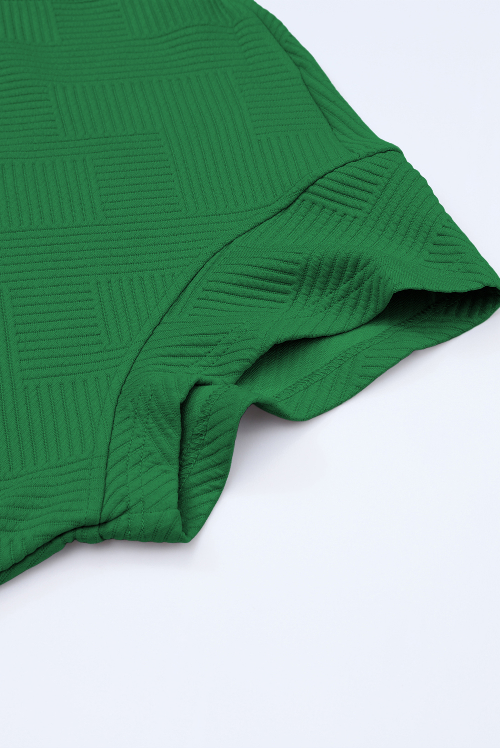 Dark Green Textured Loose Fit T Shirt and Drawstring Pants Set - loveforevers