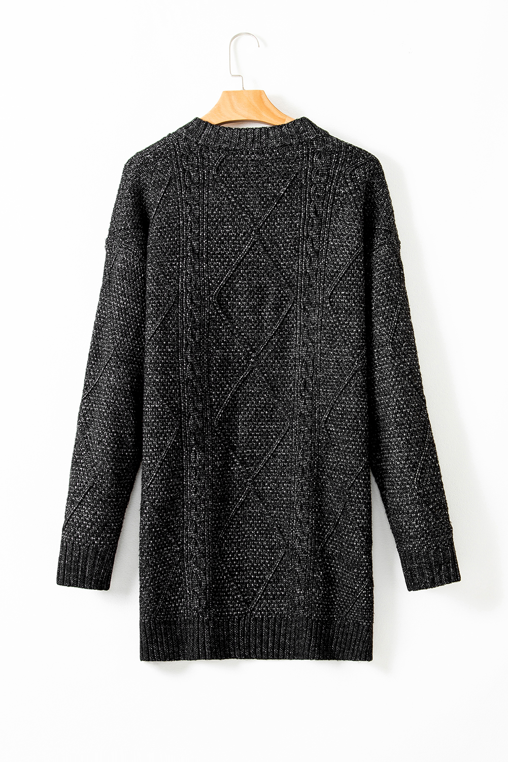 Parchment Cable Knit Drop Shoulder Loose Fit Sweater Dress - loveforevers