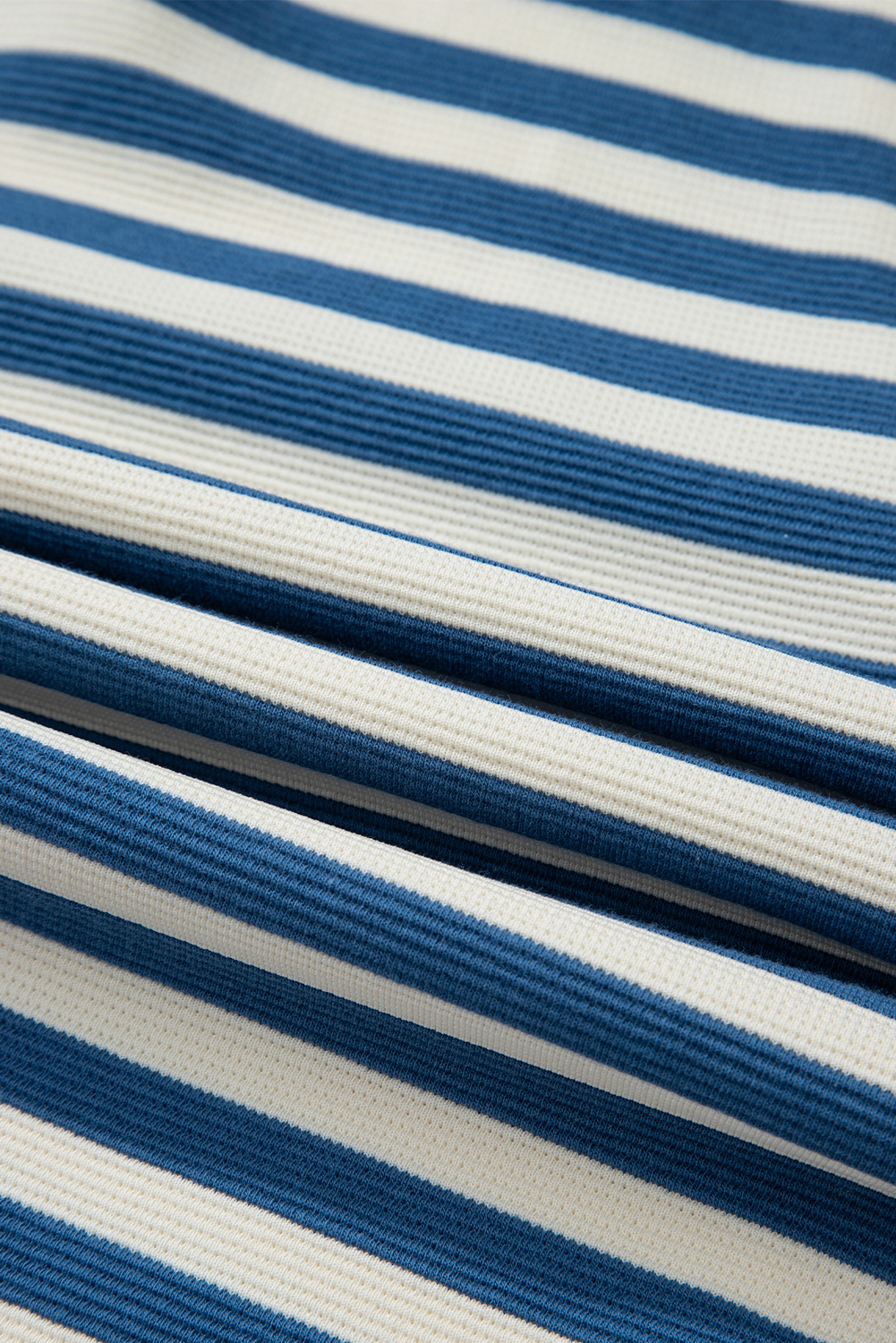 Sky Blue Stripe Chest Pocket Buttoned Back Notched V Neck Top - loveforevers