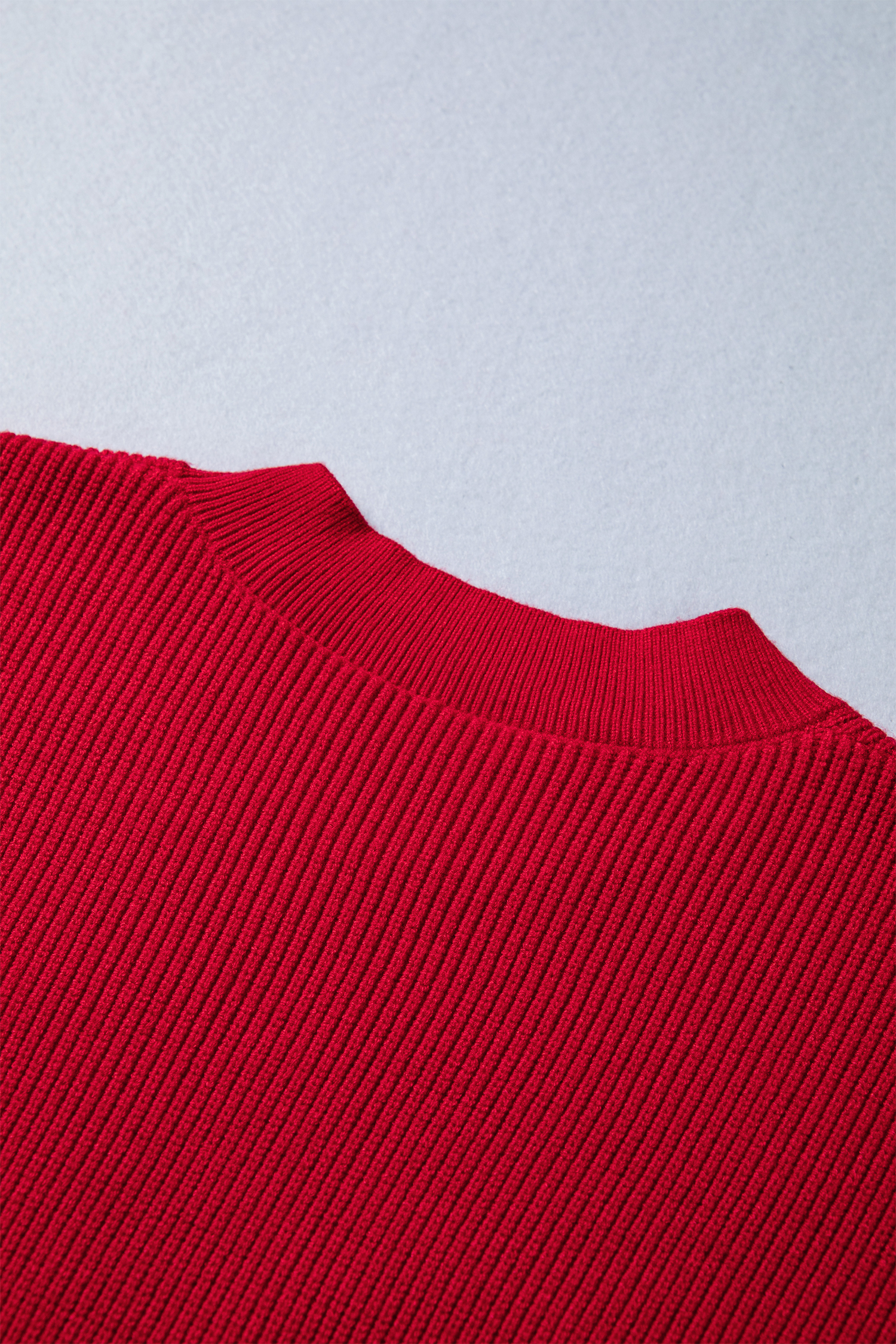 Fiery Red Bow Embroidered Graphic Ribbed Sweater Top - loveforevers