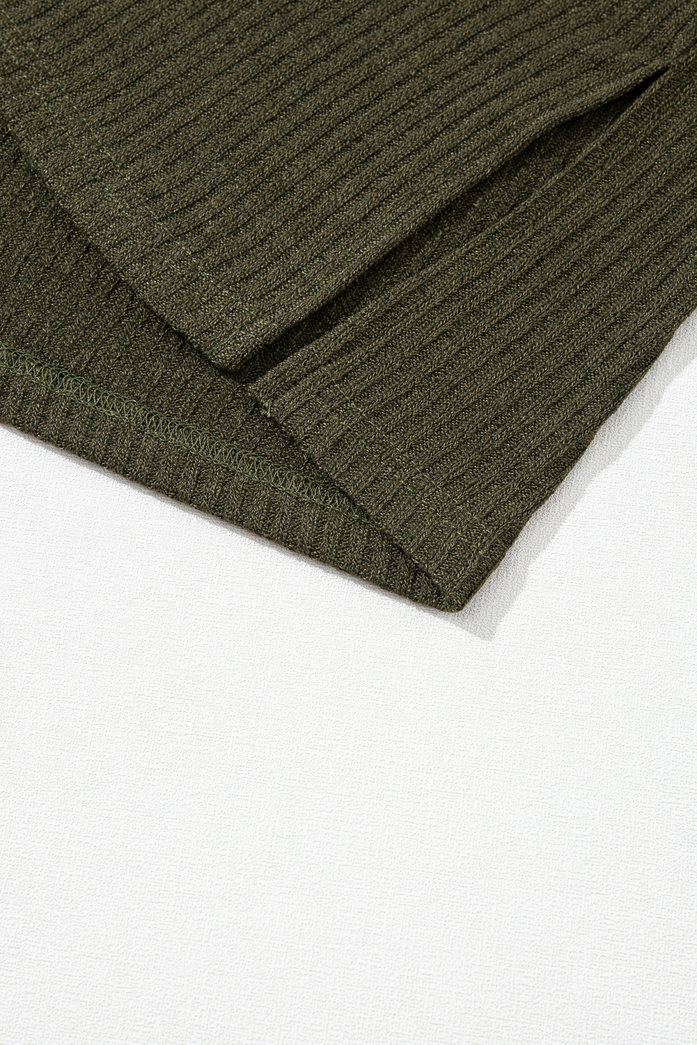 Jungle Green Rib Textured Henley Knit Top - loveforevers