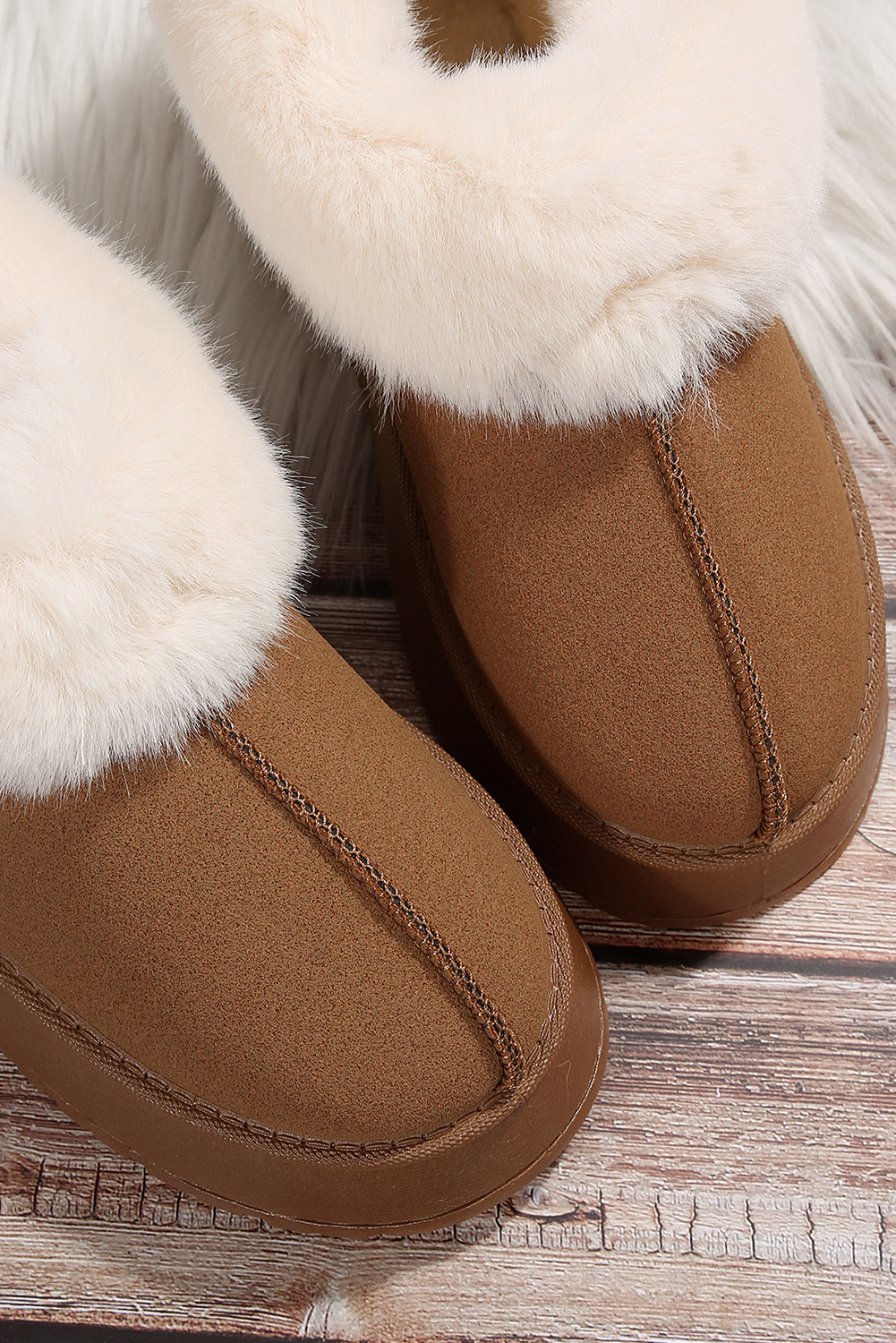 Chestnut Contrast Print Suede Plush Lined Snow Boots - loveforevers