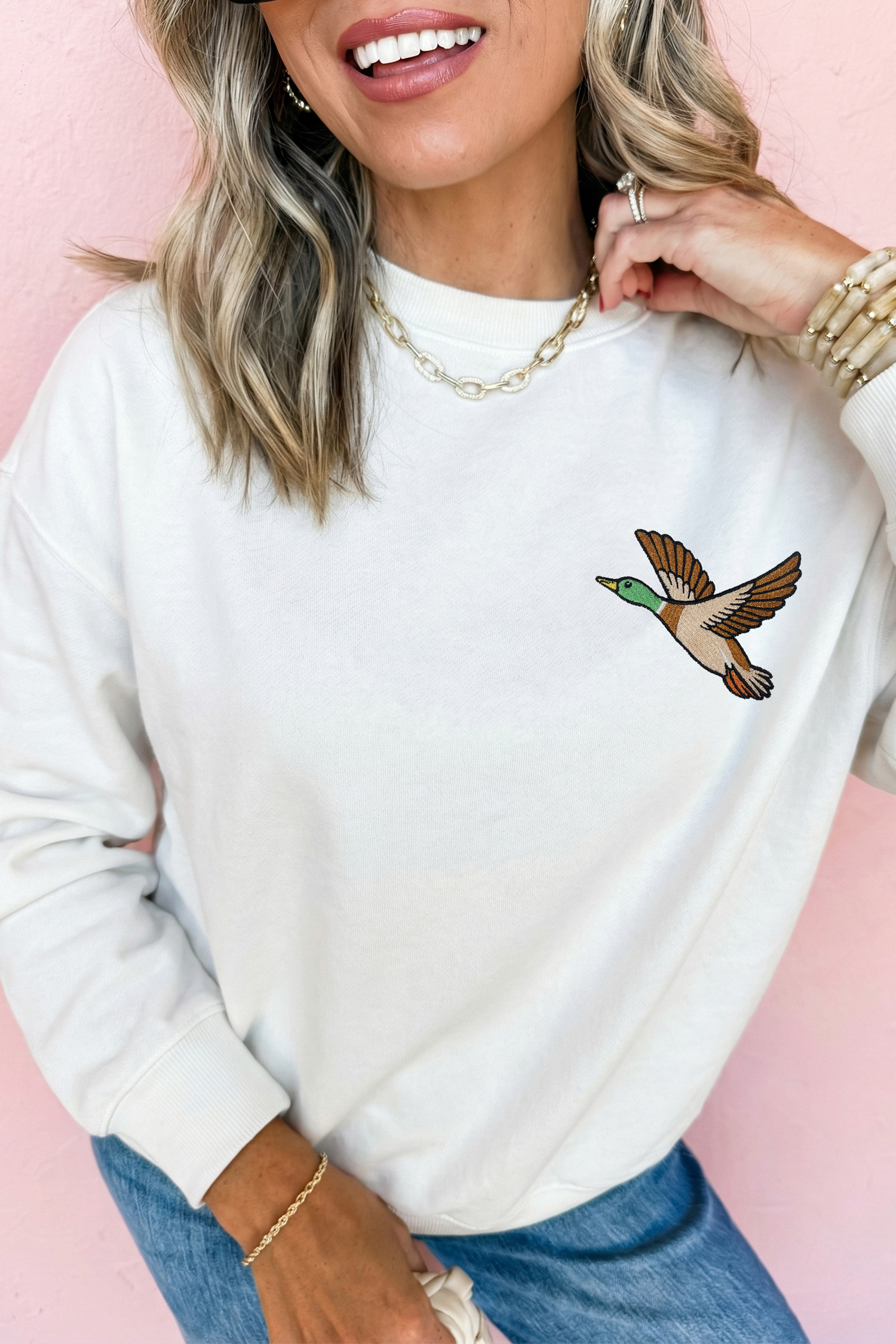 Khaki Flying Mallard Print Crew Neck T Shirt - loveforevers