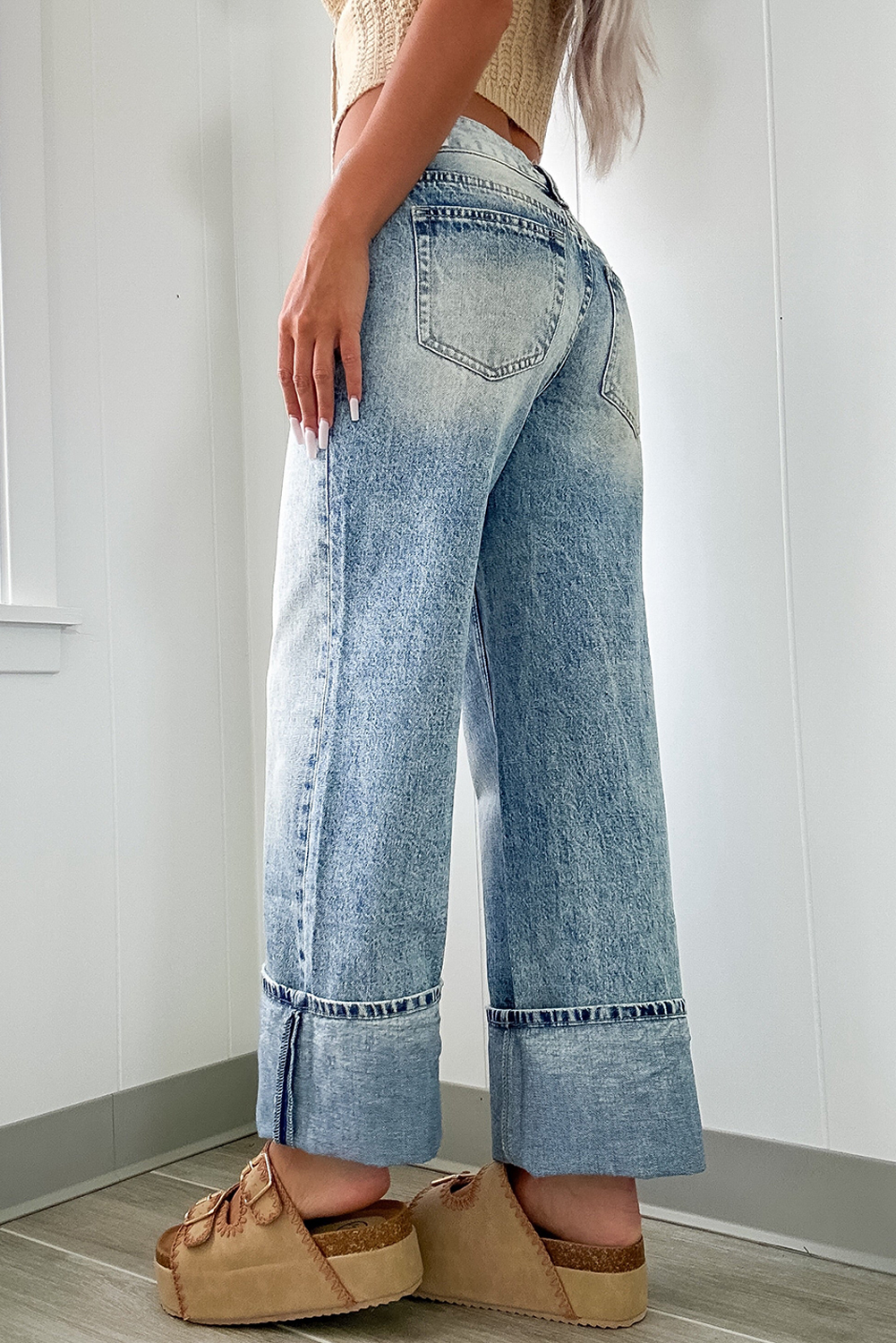 Myosotis High Rise Button Zip Fly Medium Wash Jeans - loveforevers