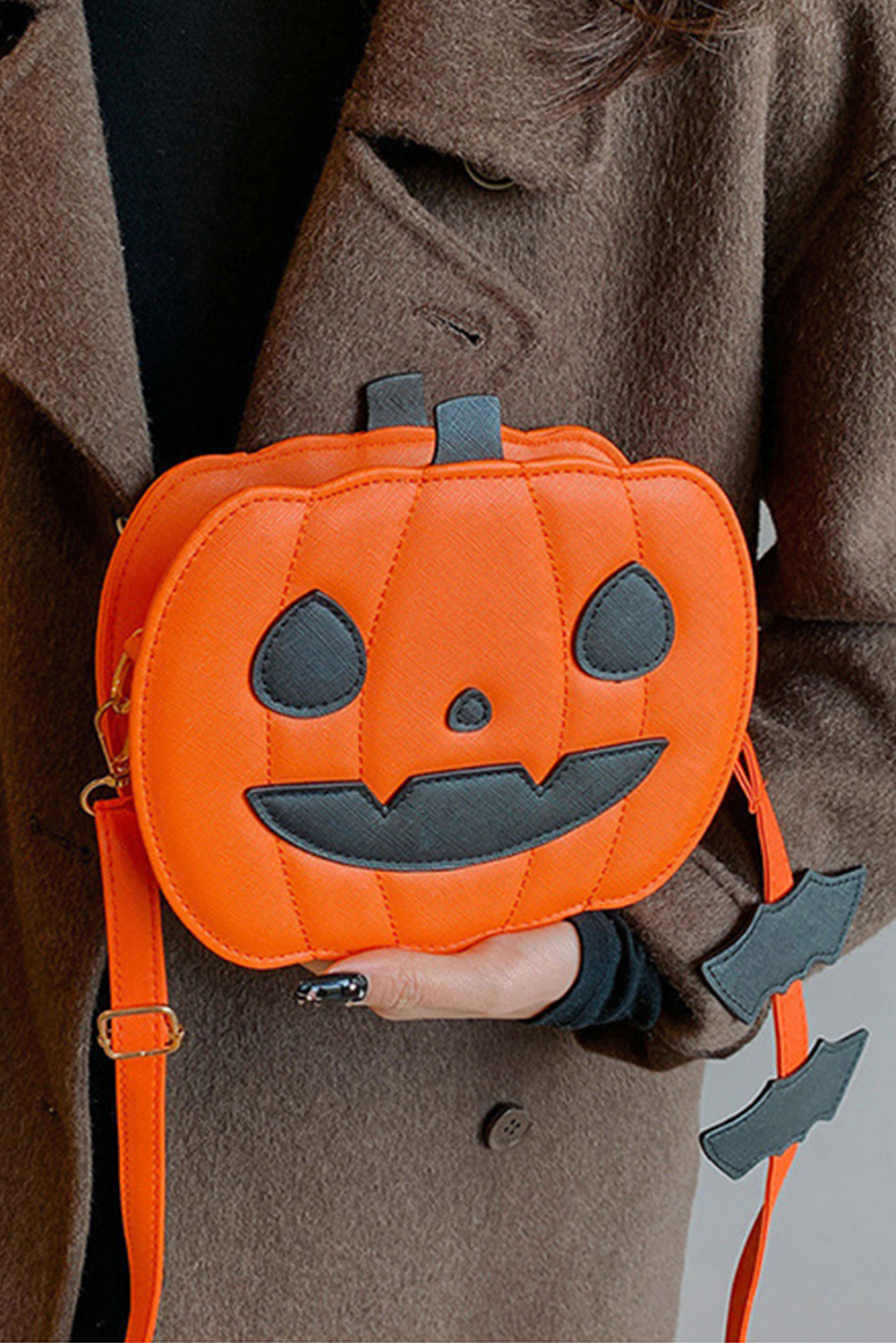 Carrot Devilish Halloween Pumpkin PU Leather Stitched Shoulder Bag - loveforevers