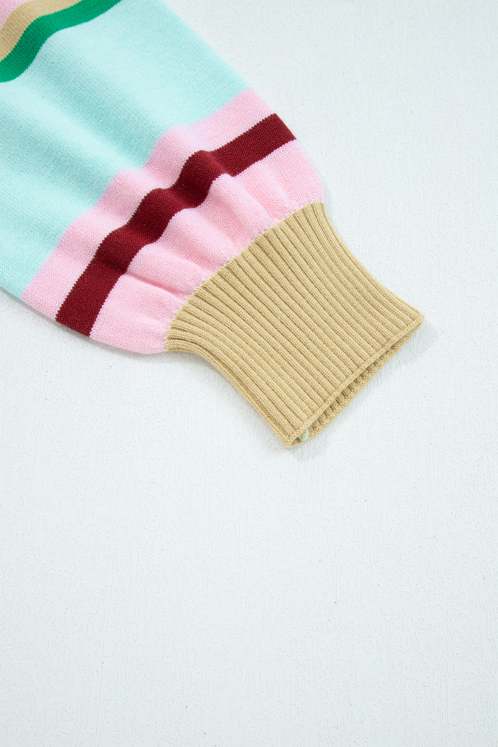 Multicolour Striped Knit Ribbed Trim Boxy Fit Cropped Sweater - loveforevers