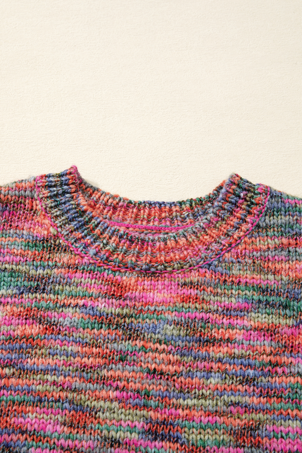 Purple Space Dye Yarn Crew Neck Sweater - loveforevers