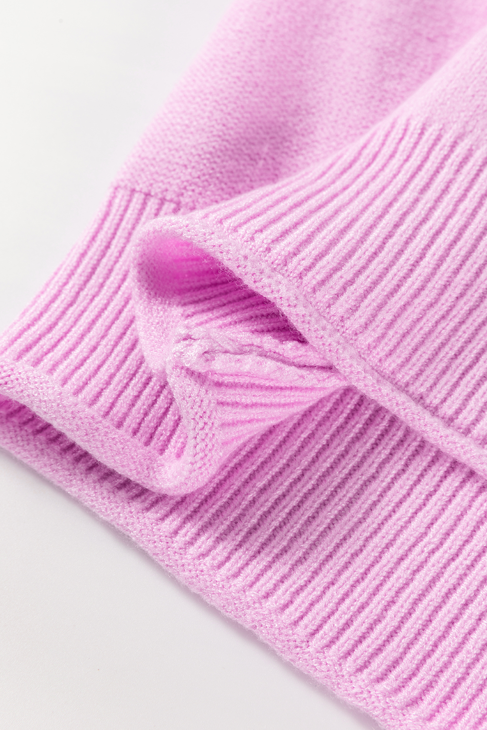 Pink Raw Edge Ribbed Detail Drop Shoulder Sweater - loveforevers