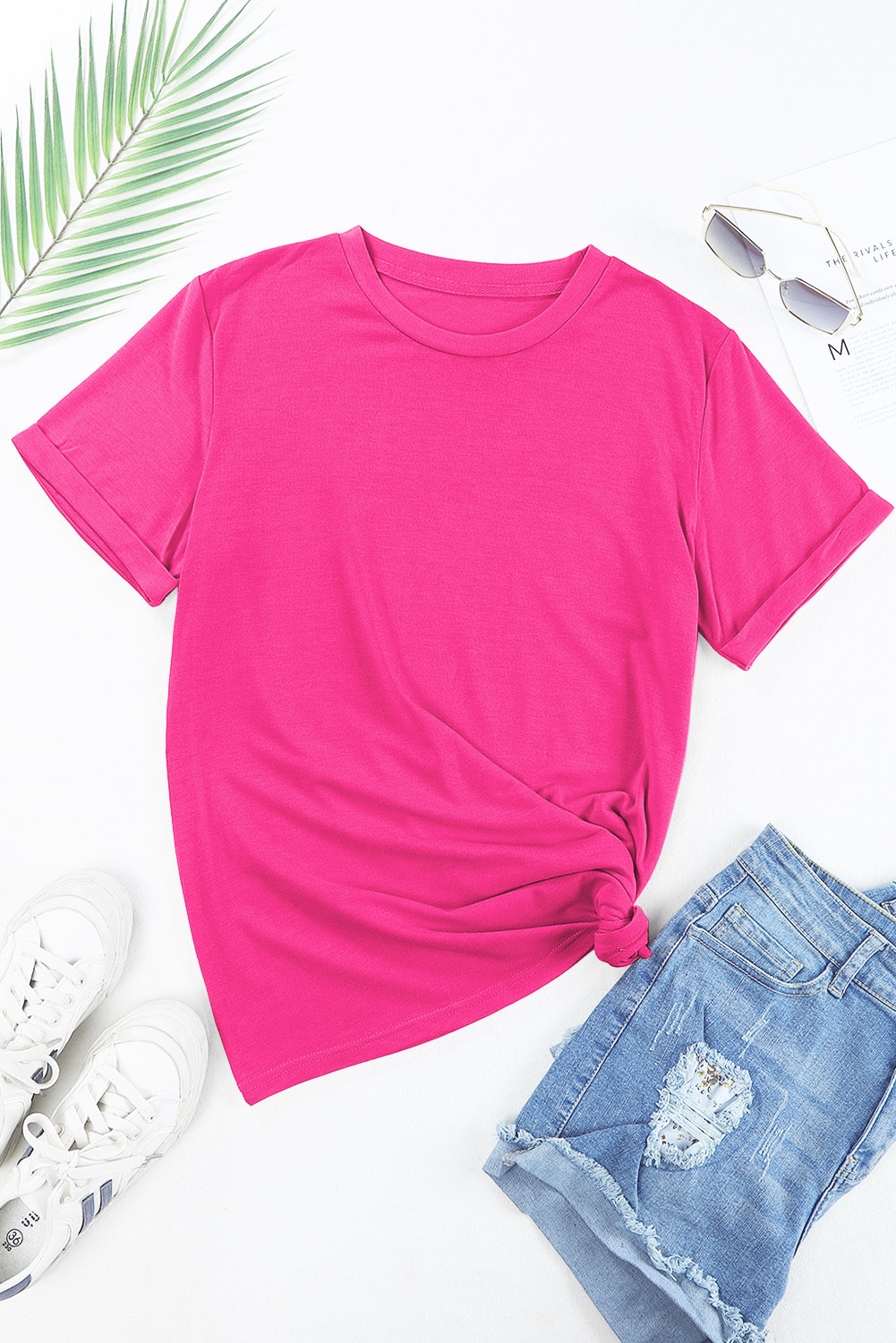 Khaki Casual Plain Crew Neck Tee - loveforevers
