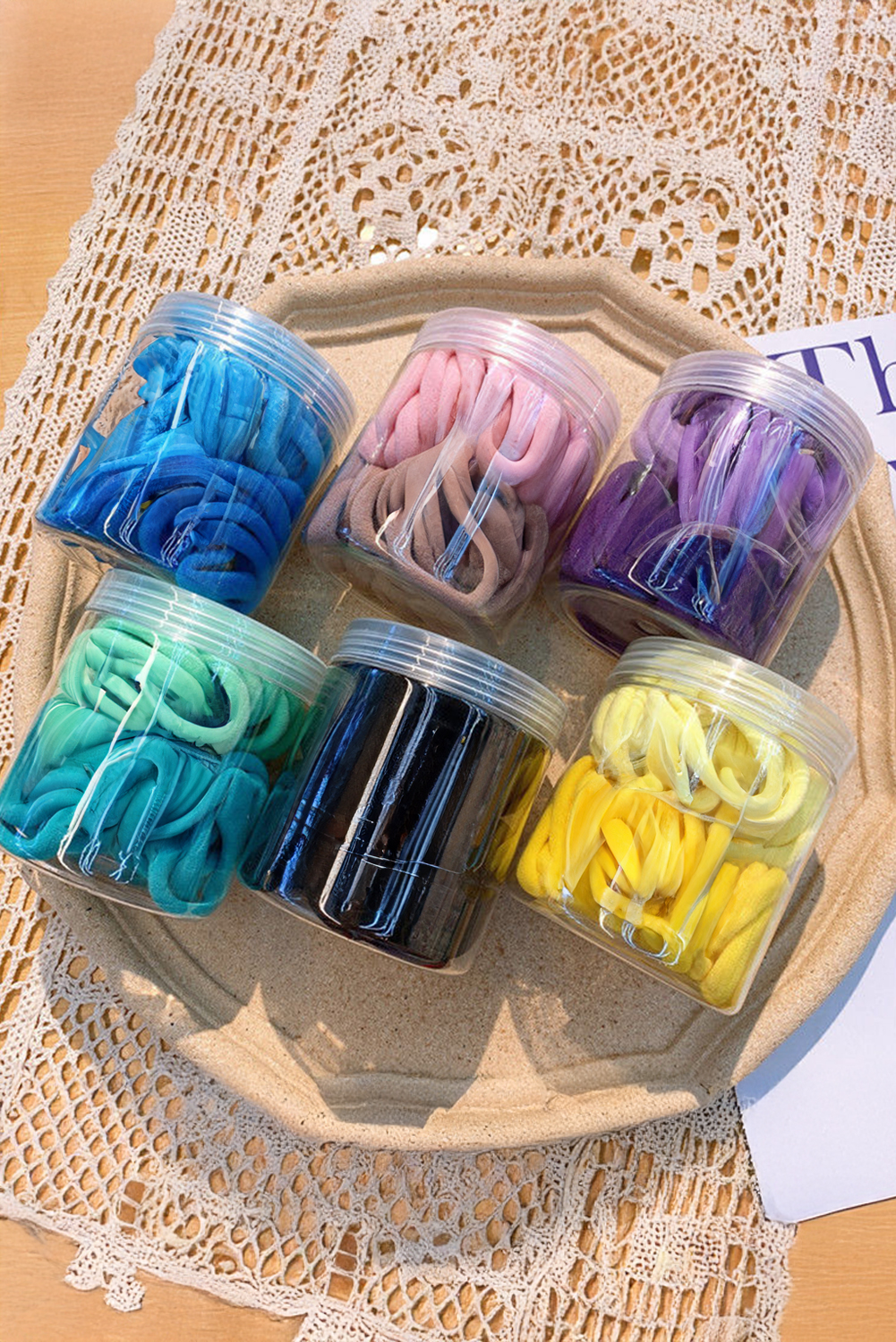 Black 50pcs/box Solid Simple High Elastic Hair Ties - loveforevers