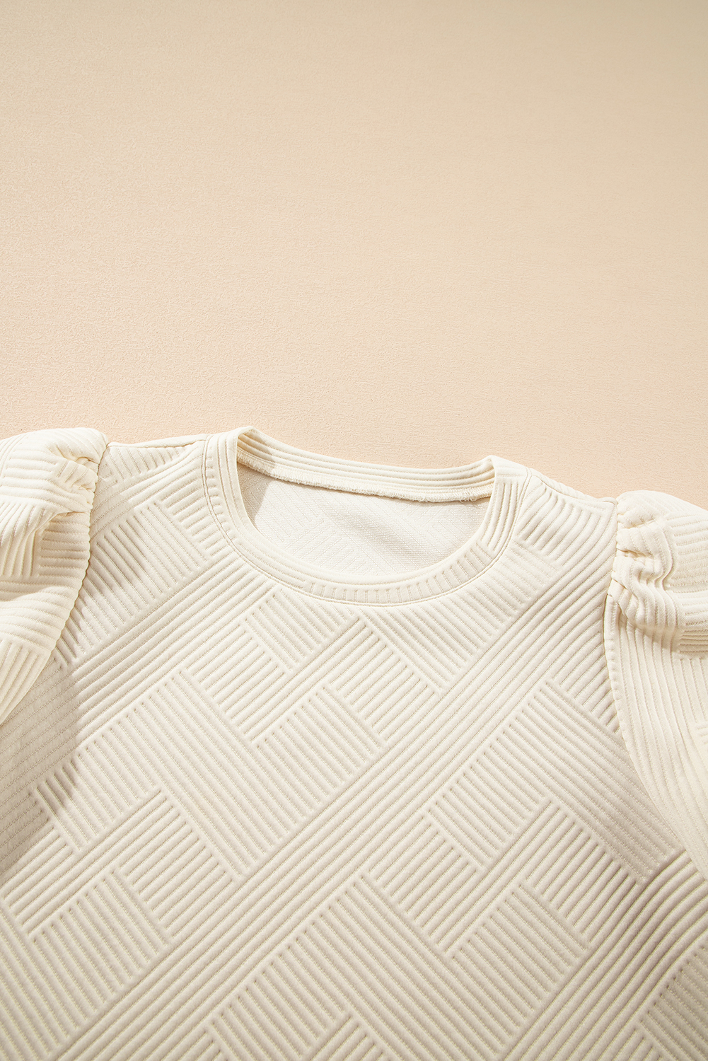 Oatmeal Textured Puff Sleeve T-shirt - loveforevers