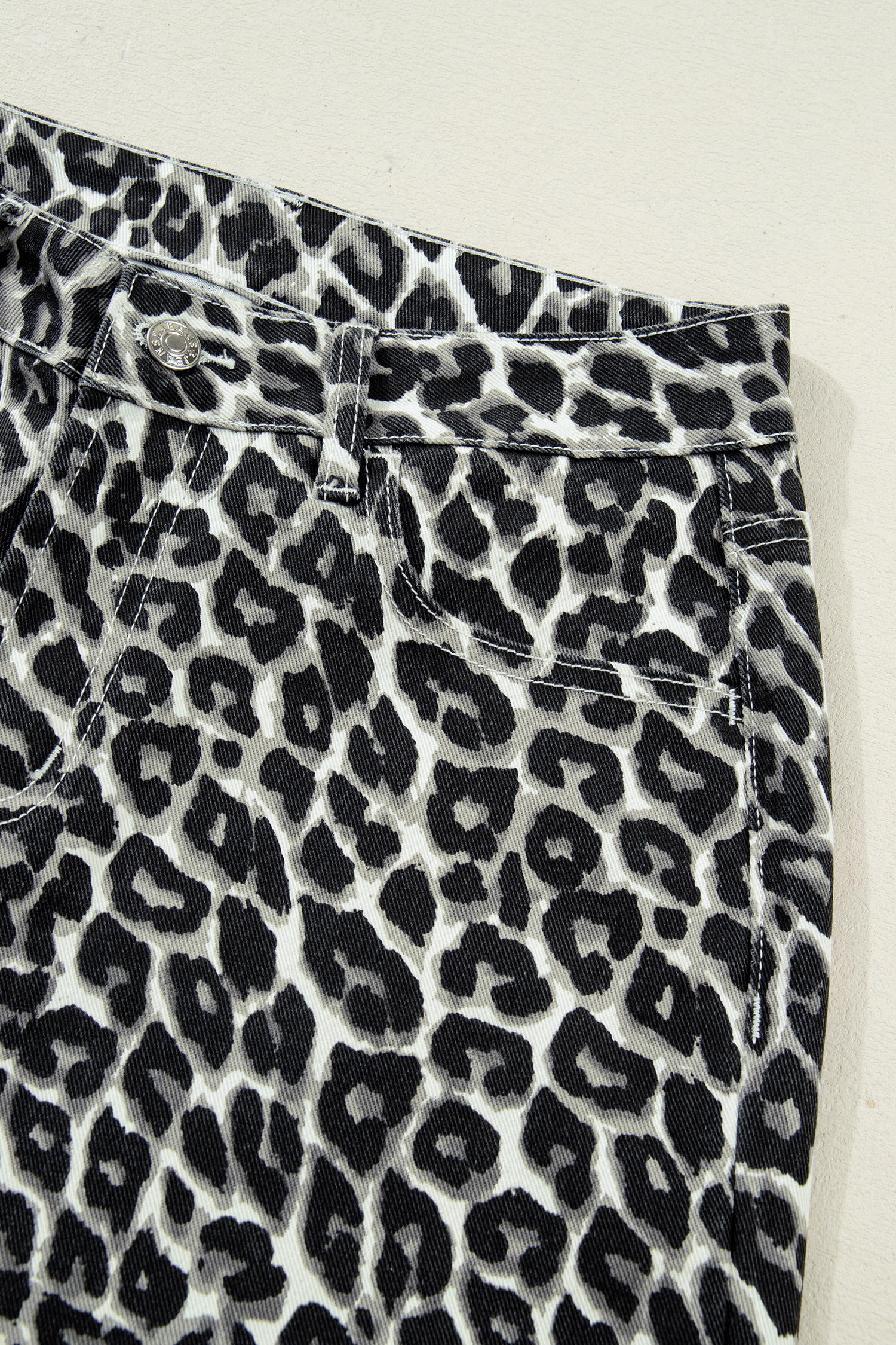 Black Leopard Print Barrel Jeans - loveforevers
