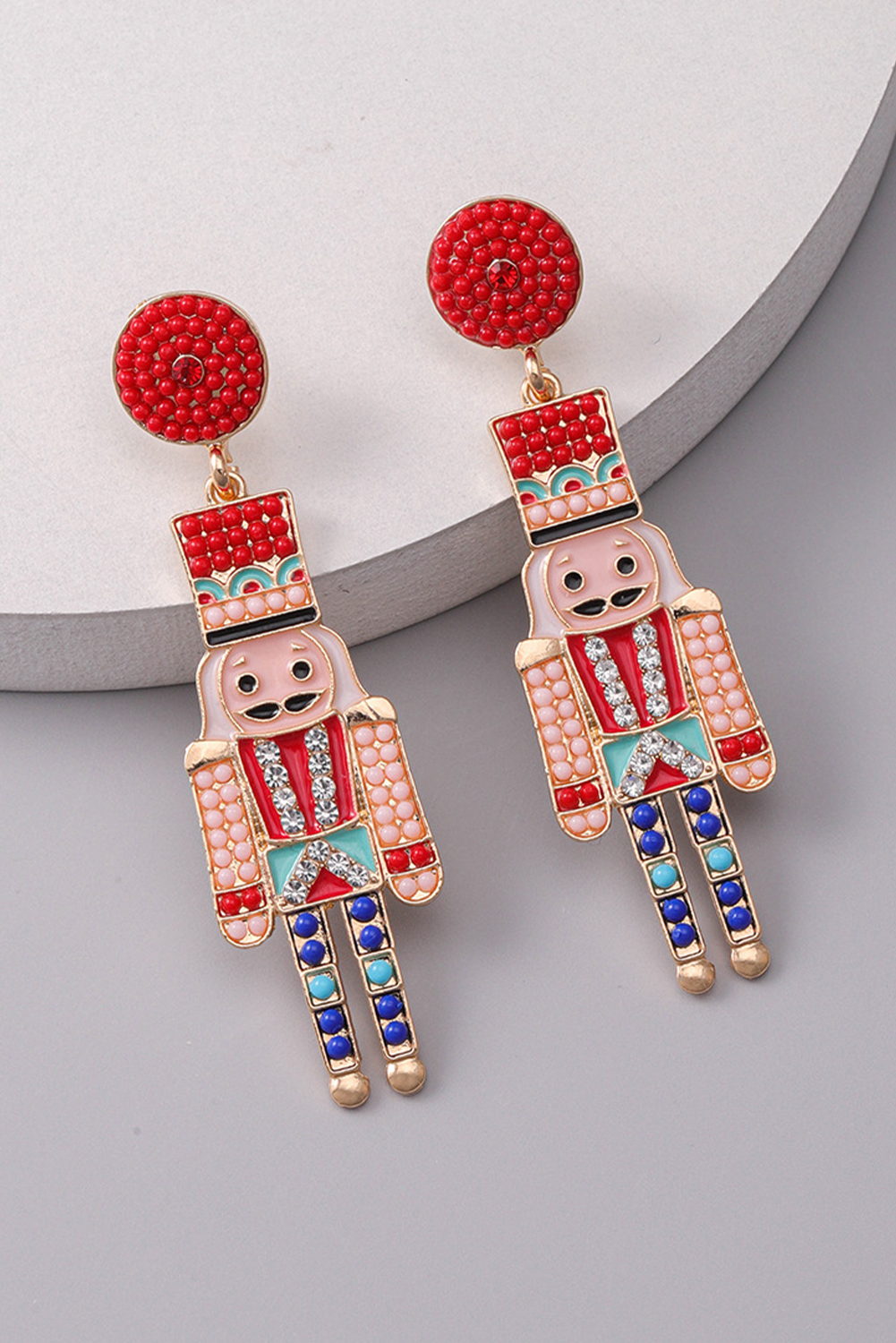 Racing Red Beaded Christmas Nutcracker Earrings - loveforevers