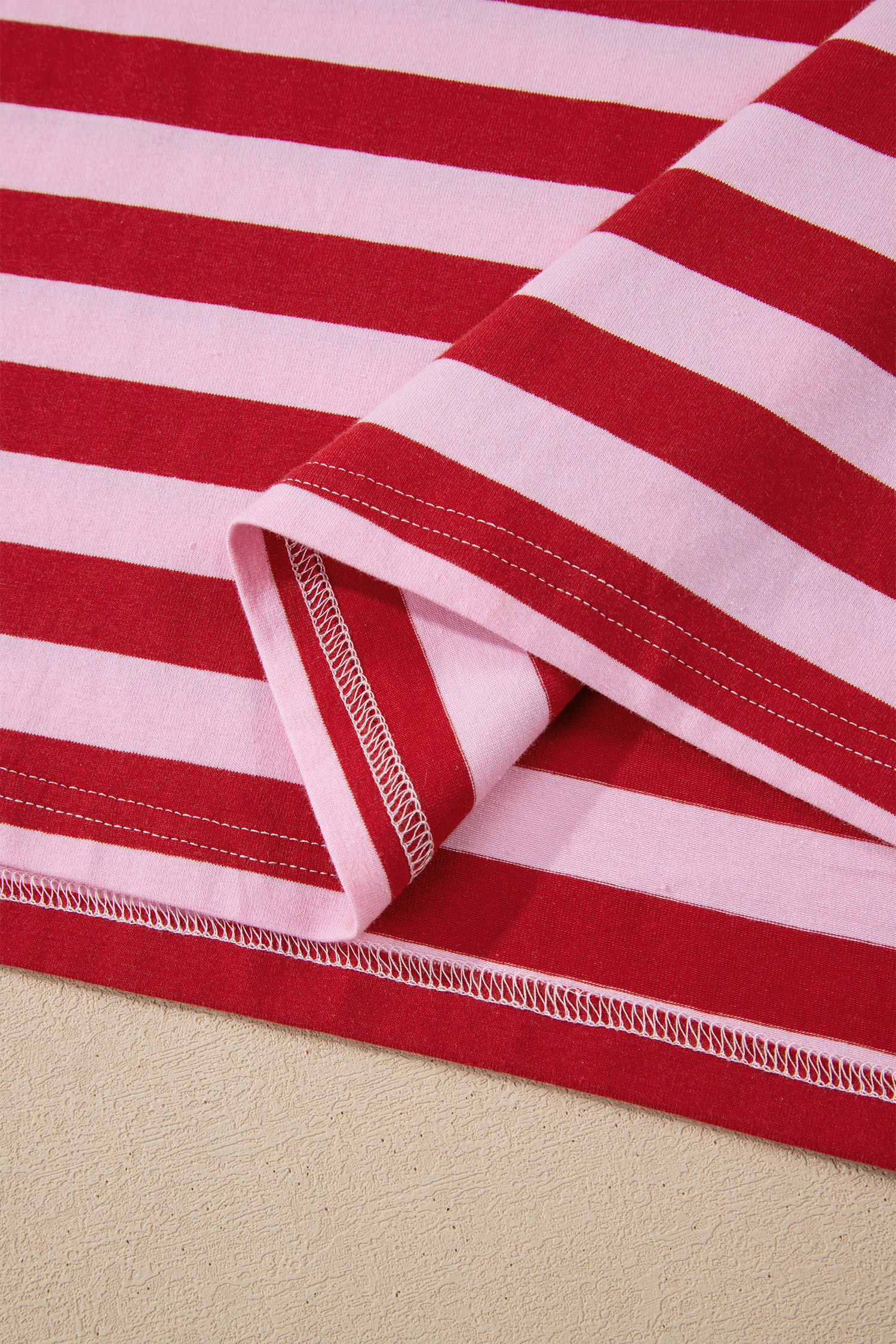 Pink Stripe Split V Neck Casual T Shirt - loveforevers