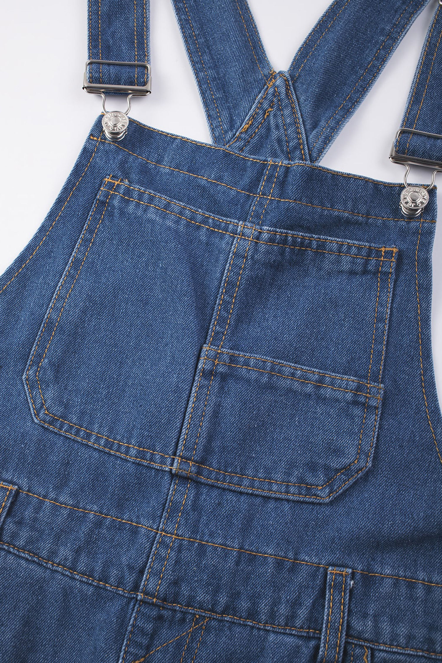 Light Blue Retro Bib Pocket Buckle Straps Casual Denim Jumpsuit - loveforevers