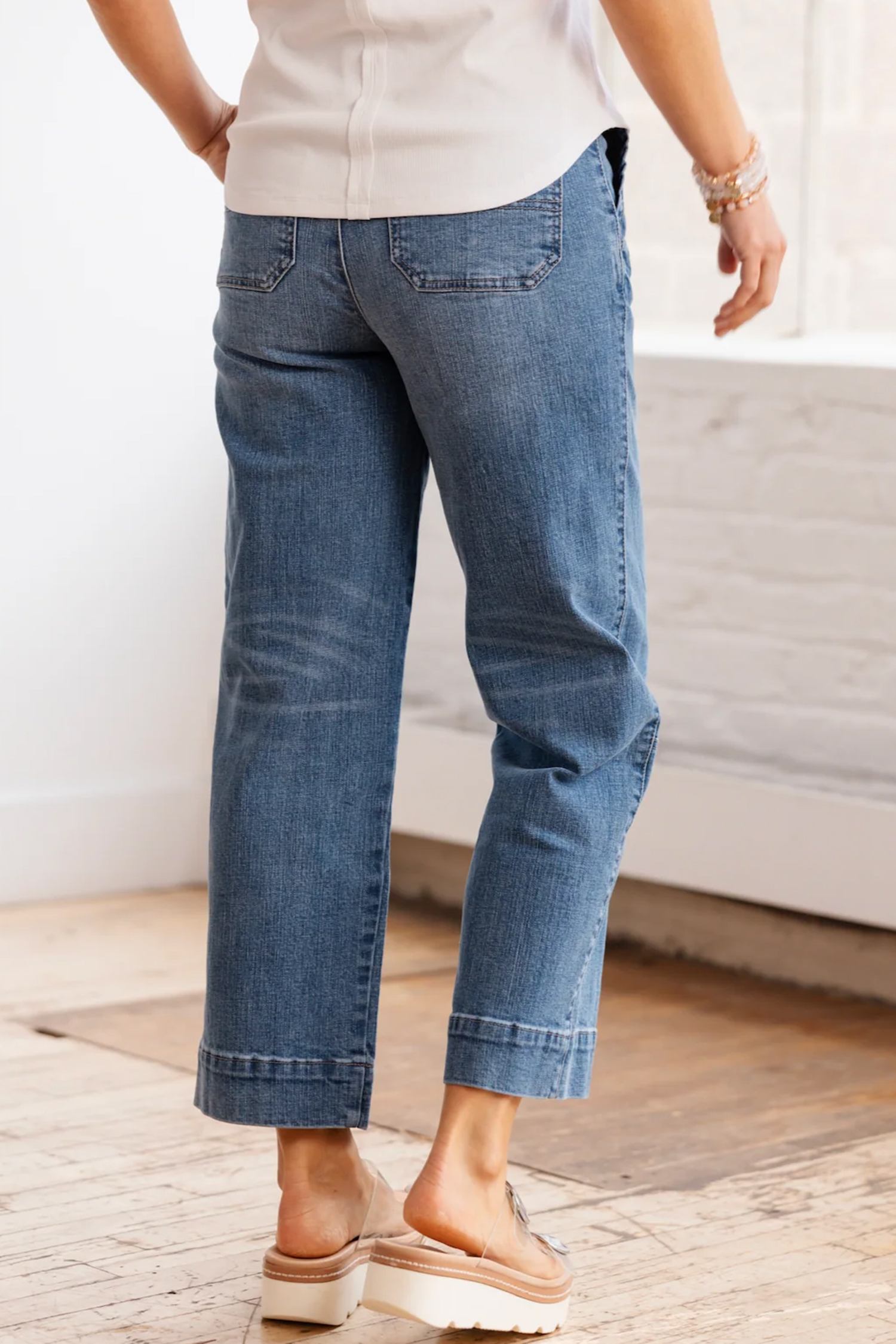 Sail Blue Exposed Stitching Straight Jeans - loveforevers