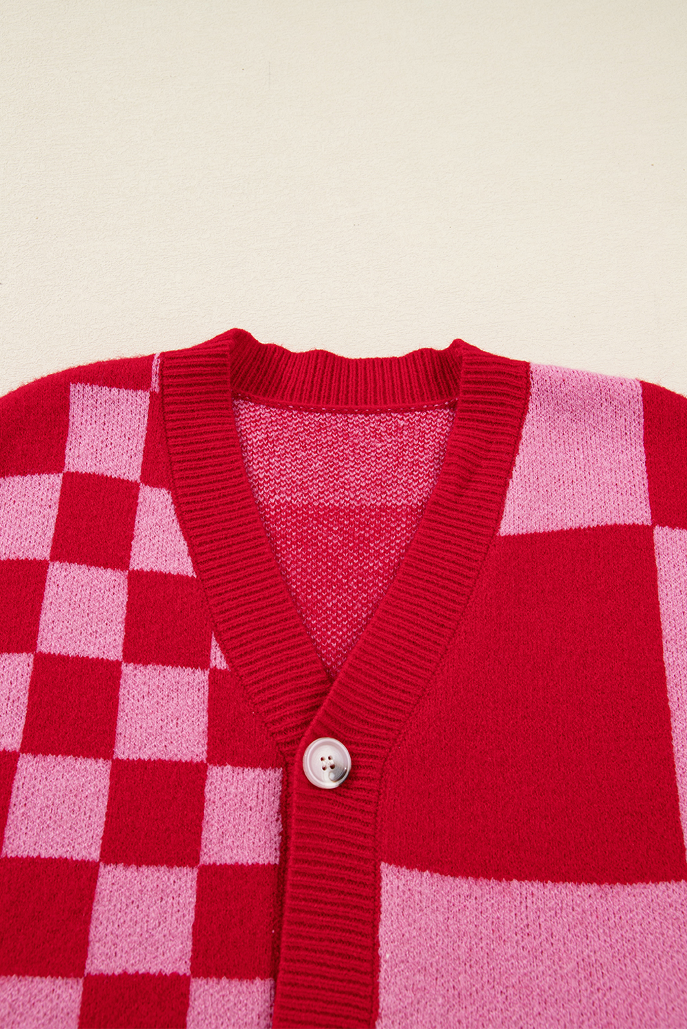 Fiery Red Mixed Plaid Relaxed Sweater Cardigan - loveforevers