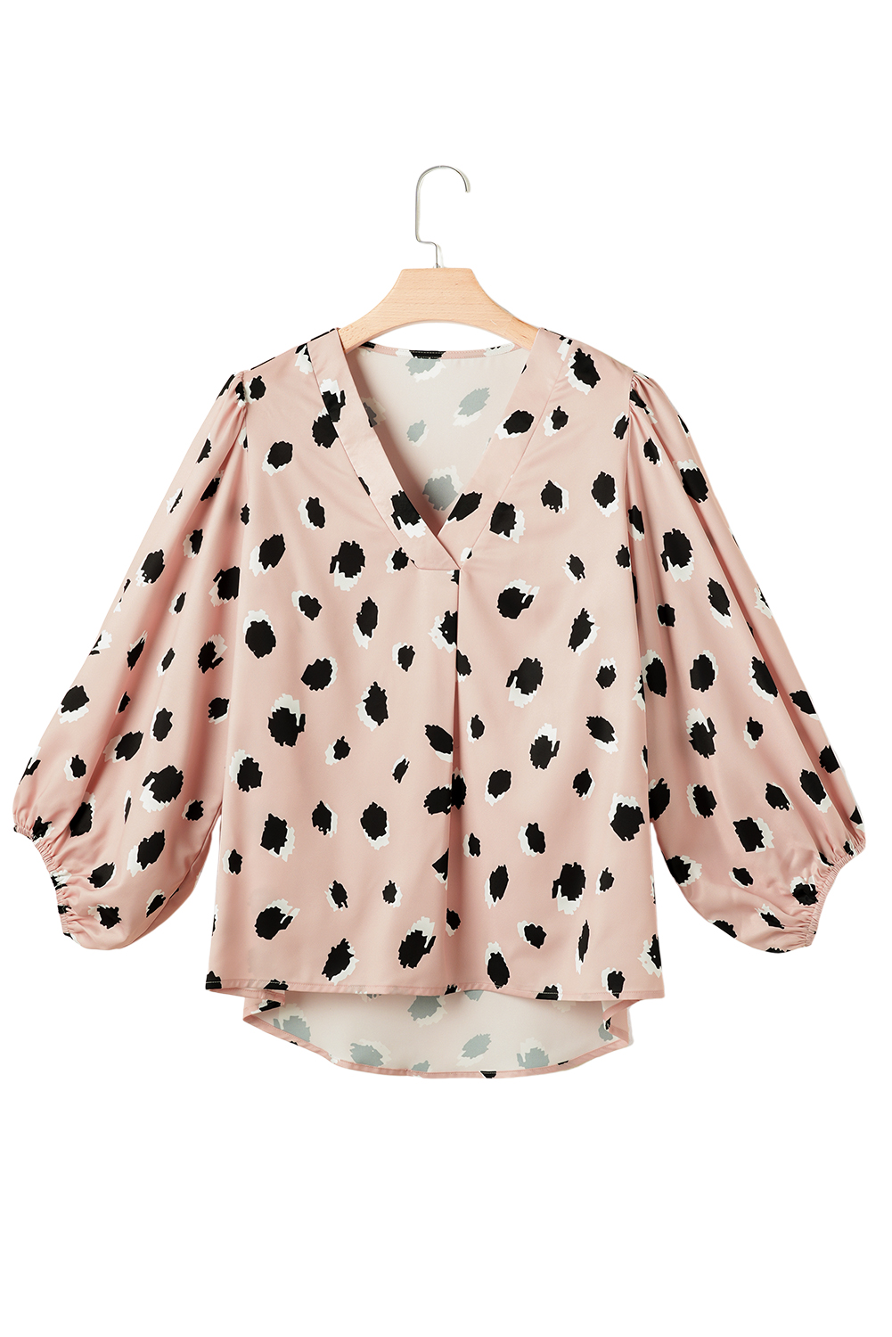 Khaki Classic Leopard V Neck Bracelet Sleeve Blouse - loveforevers