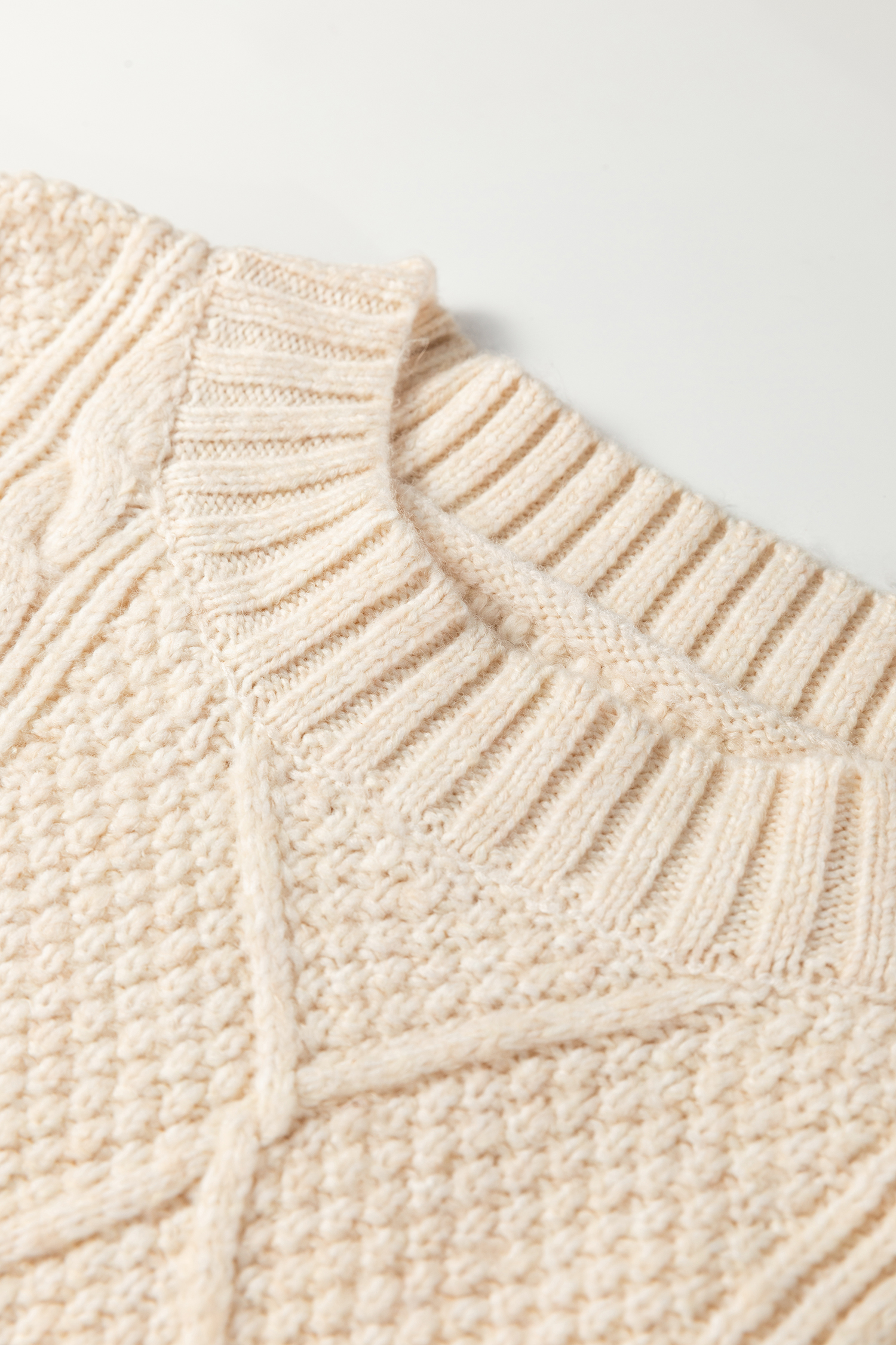 Parchment Cable Knit Drop Shoulder Loose Fit Sweater Dress - loveforevers