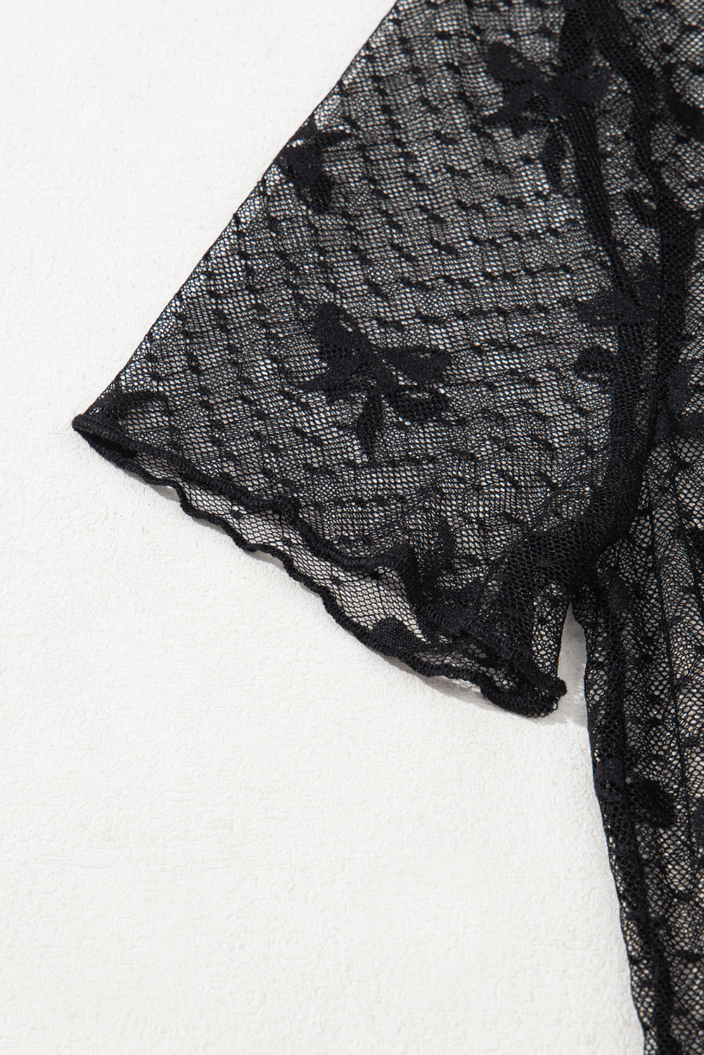 Black Bow Knot Dotted See-through Mesh Patched Slim Fit Blouse - loveforevers