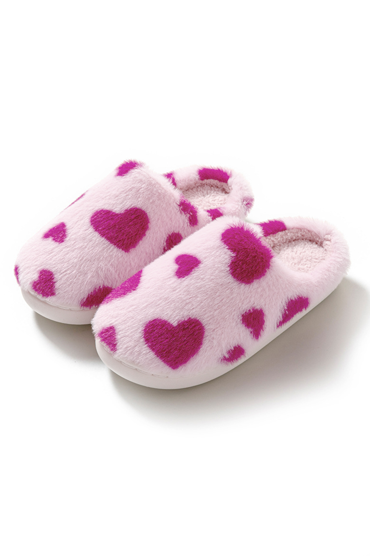 Fiery Red Valentines Heart Shape Winter Fuzzy Slippers - loveforevers