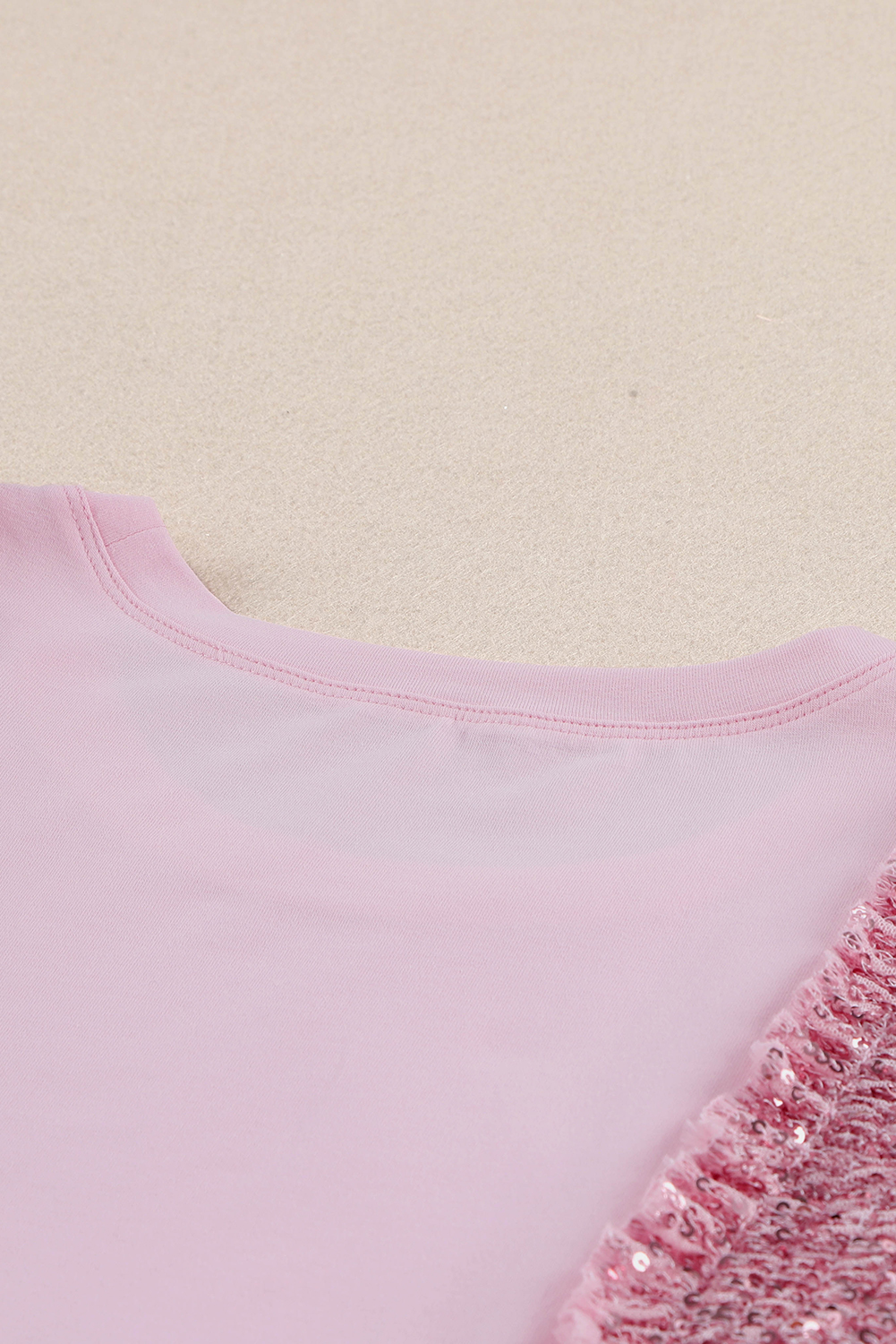 Pink Sequined Ruffle Mesh Sleeves Top - loveforevers
