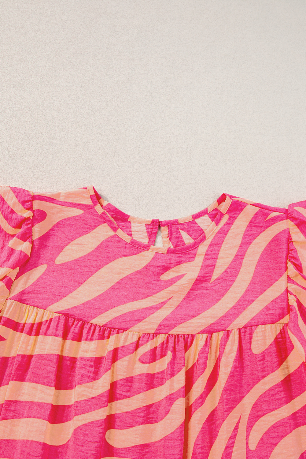 Pink Zebra Stripe Printed Ruffle Trim Pocketed Dress - loveforevers