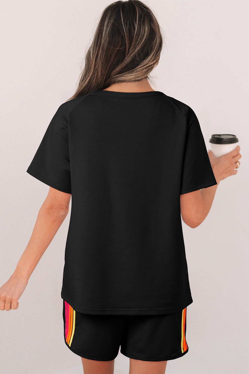 Black Striped Patch Front Casual Tee - loveforevers