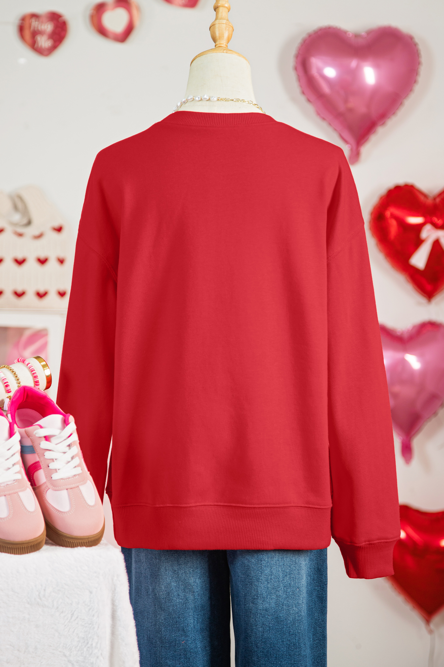 Red Love Letter Printed Casual Sweatshirt - loveforevers