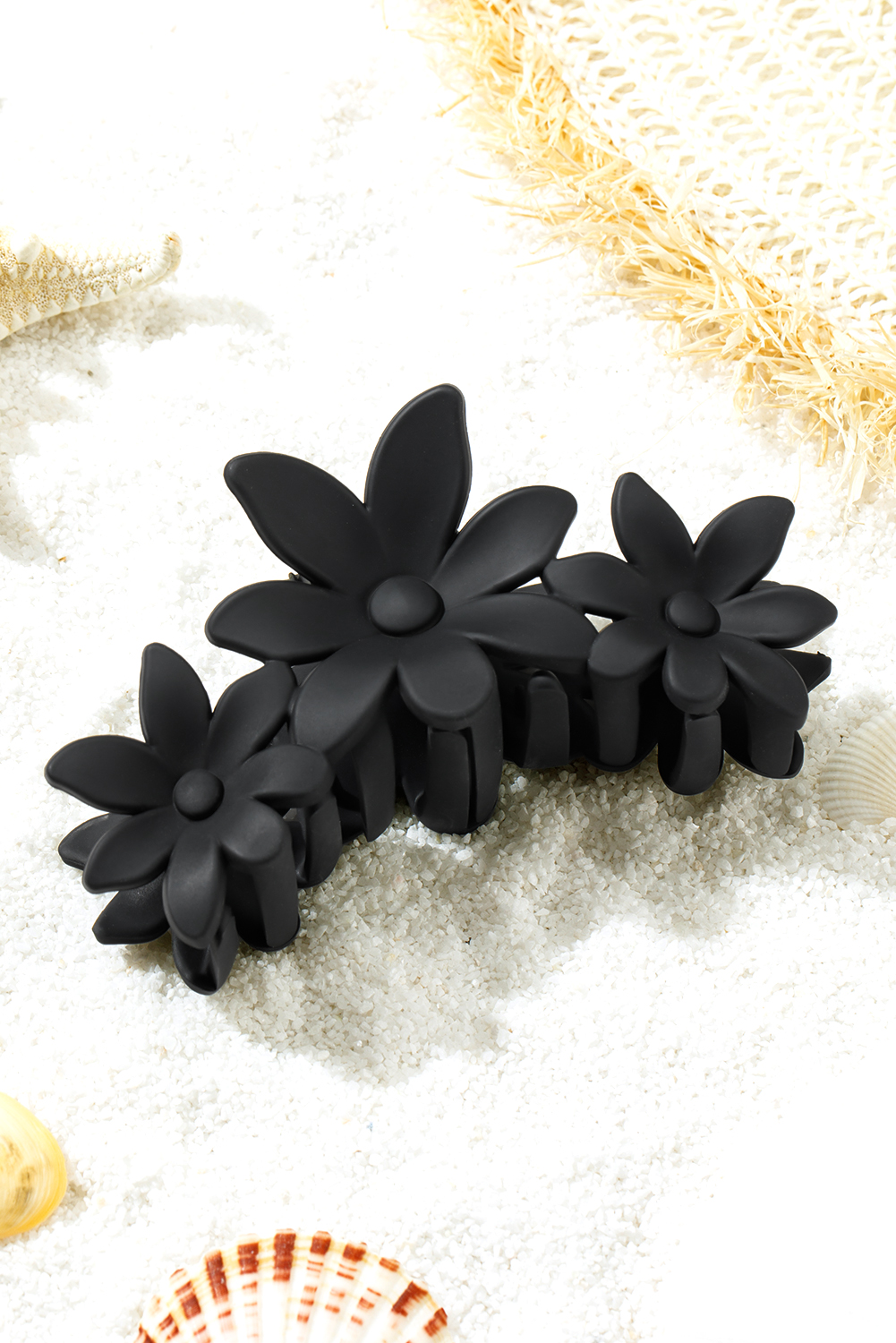 Black Flower Shape Frosted Large Hair Claw Clip - loveforevers