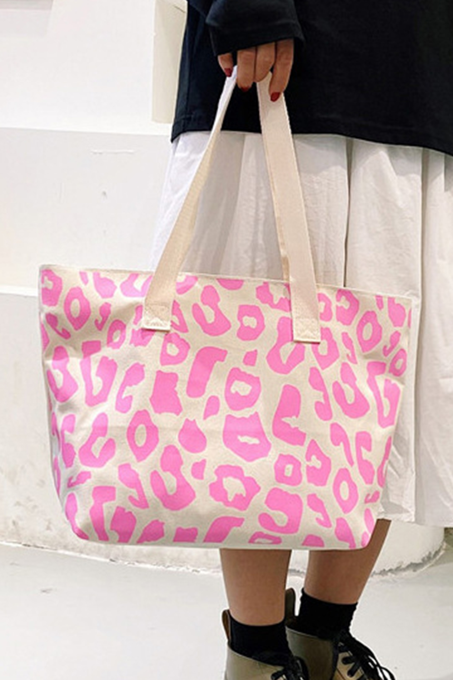 Black Leopard Print Canvas Tote Bag - loveforevers
