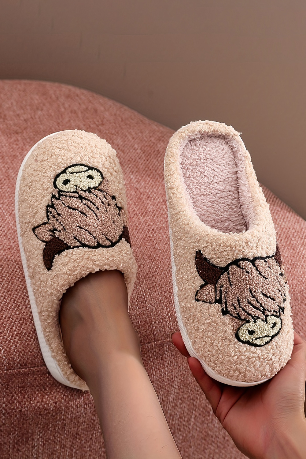 Parchment Cartoon Animal Plush Slippers - loveforevers