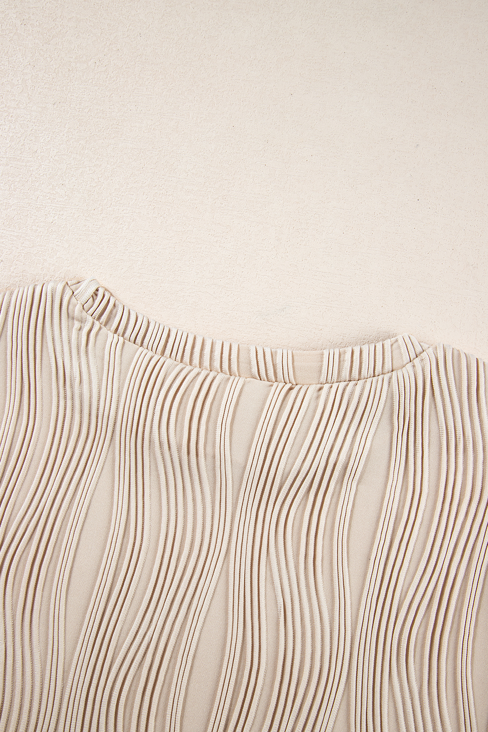 White Wavy Textured Mock Neck Cap Sleeve Top - loveforevers