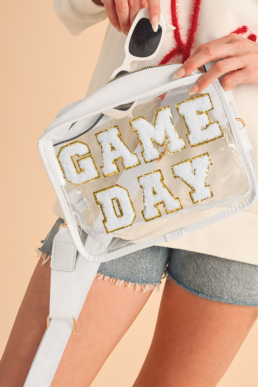 Black GAME DAY Rugby Football Clear Shoulder Bag - loveforevers