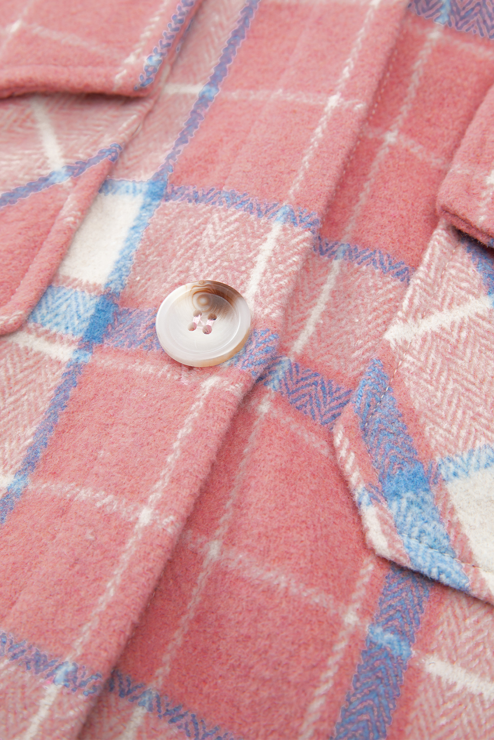 Pink Plaid Flap Pocket Button Up Shacket - loveforevers