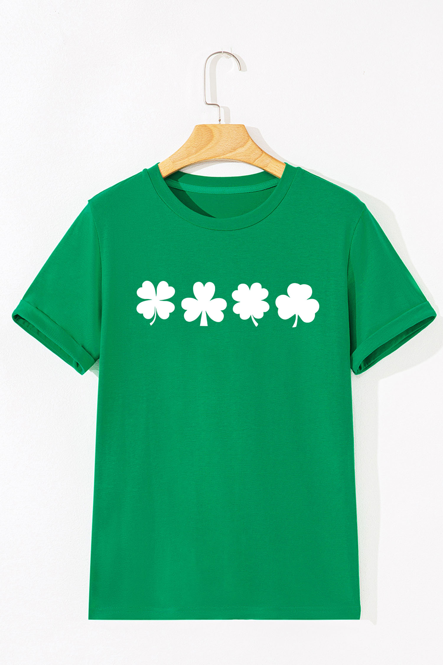 Bright Green St Patricks Day Clover Printed Casual T Shirt - loveforevers