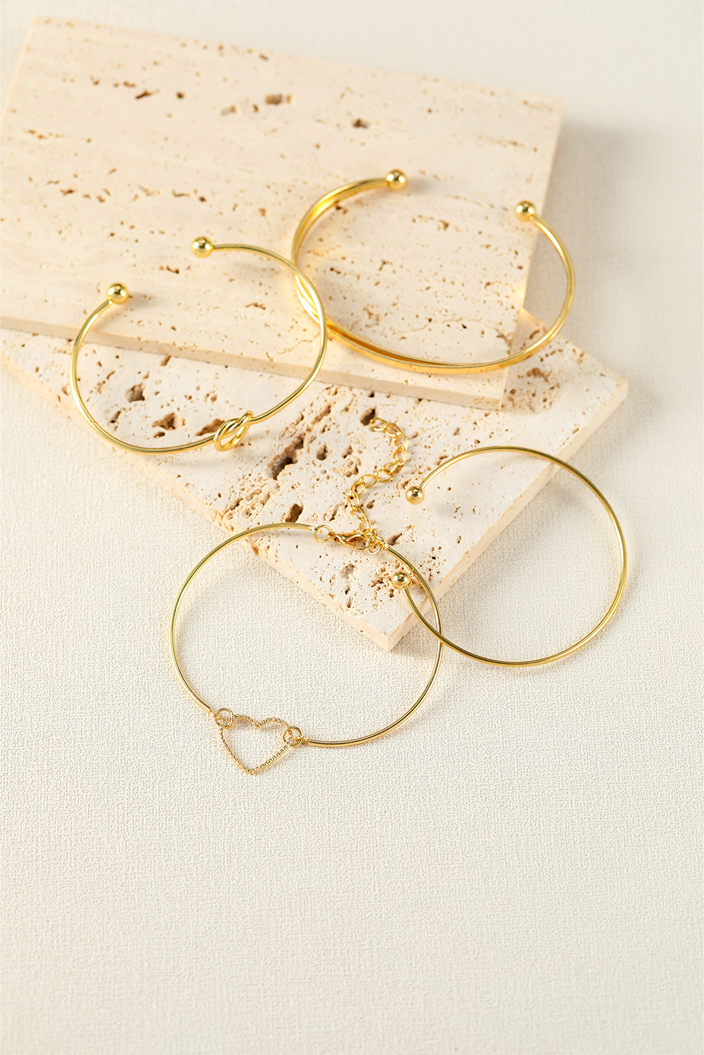 Gold Love Geometric Cross Plated Bracelet 4-piece Set - loveforevers