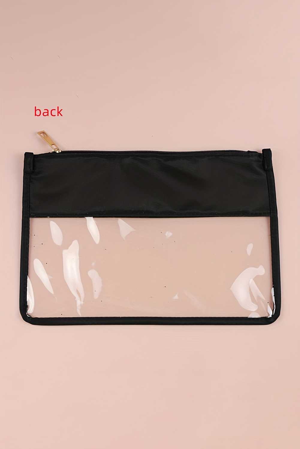 Black TEACH Glitter Chenille Clear PVC Makeup Bag - loveforevers