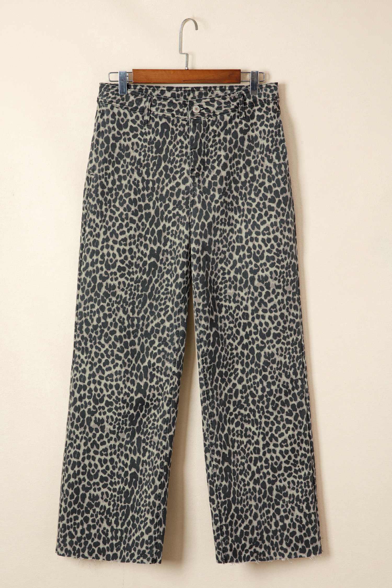 Black Leopard Print Wide Leg High Waist Jeans - loveforevers