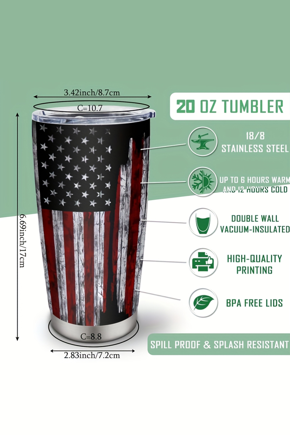 Dirty blue American Flag Stainless Steel Insulated Tumbler 20oz - loveforevers