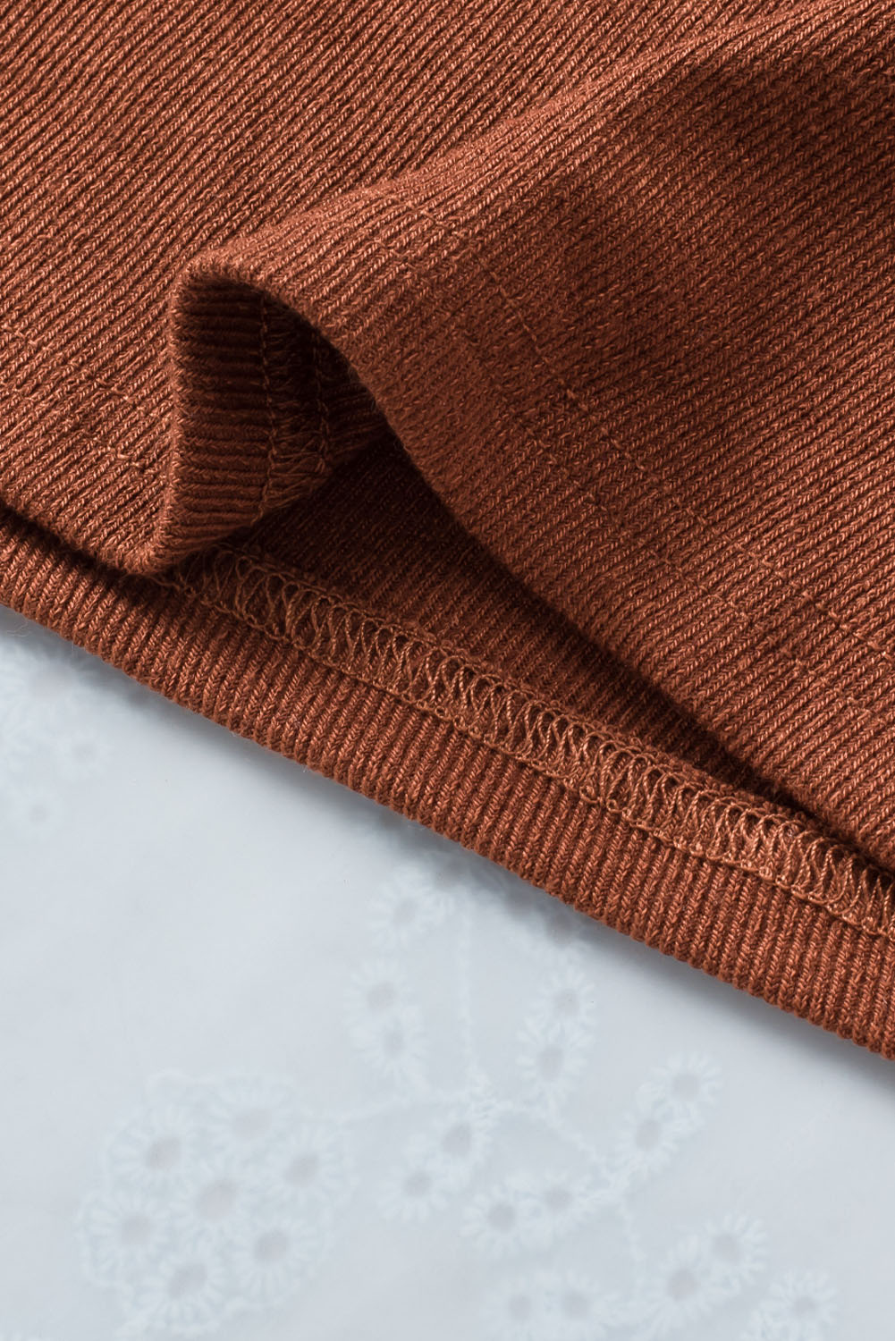 Brown Ribbed Peekaboo Cutout Long Sleeve Top - loveforevers