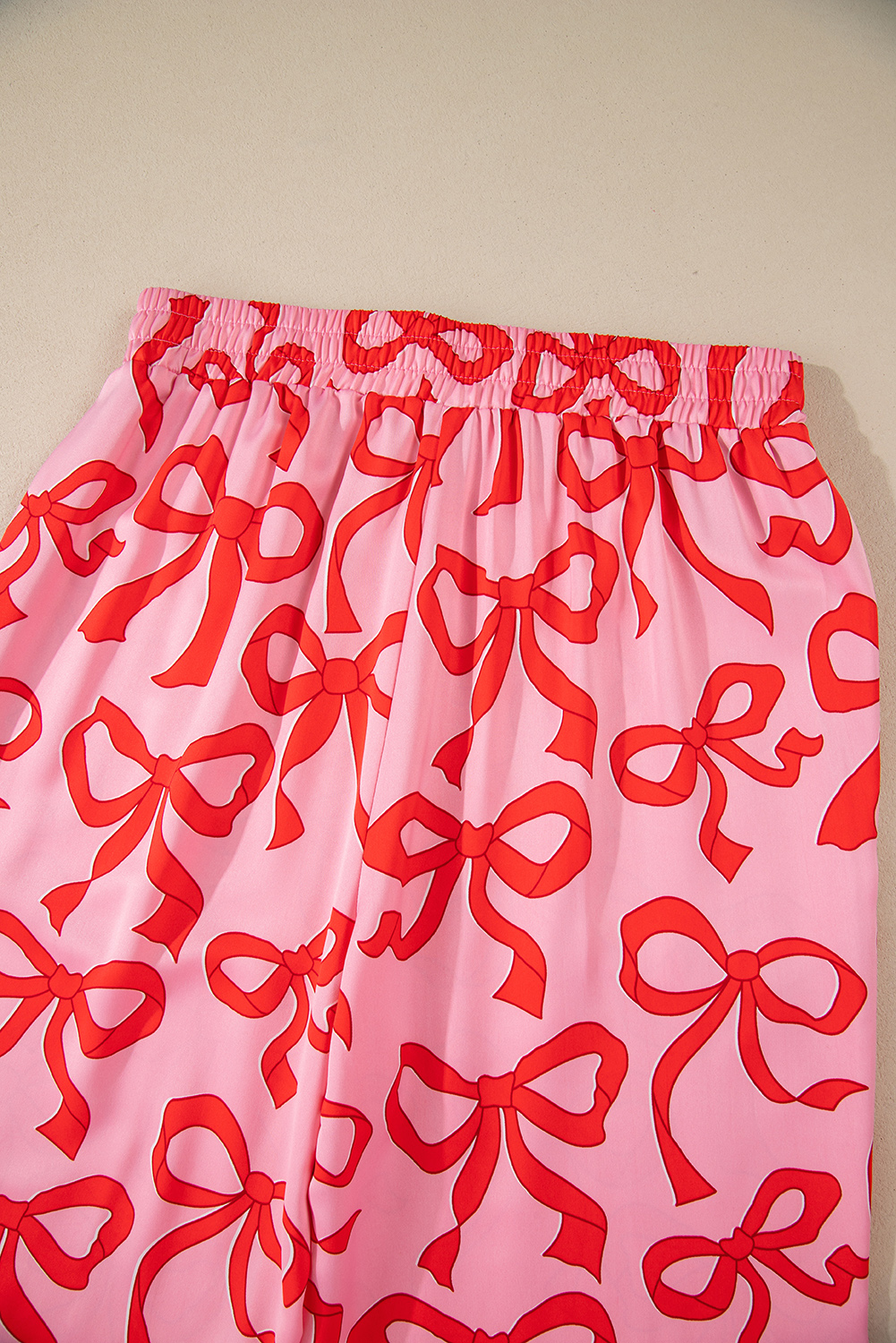 Pink 2pcs Bow Print Shirt Style Long Sleeve Pajama Set - loveforevers