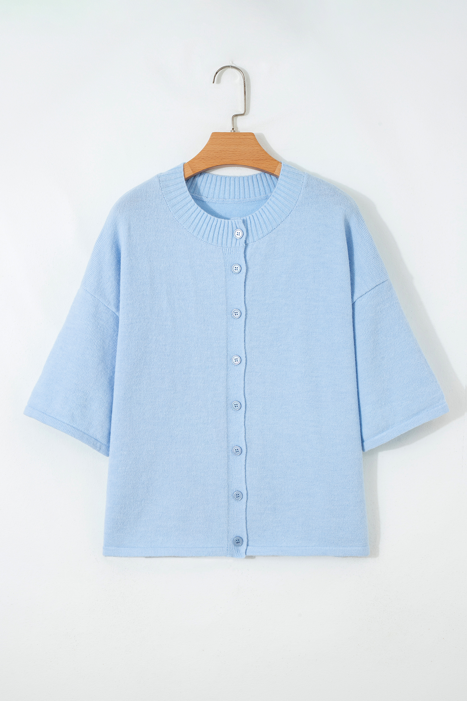 Lavendula 3/4 Sleeve Boxy Knit Button Down Sweater Cardigan - loveforevers